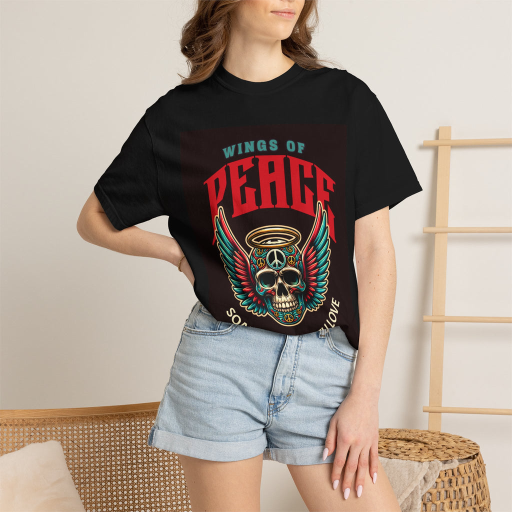 Wings of Peace Skull T-Shirt — "Soar Above With Love" Vintage Graphic Tee