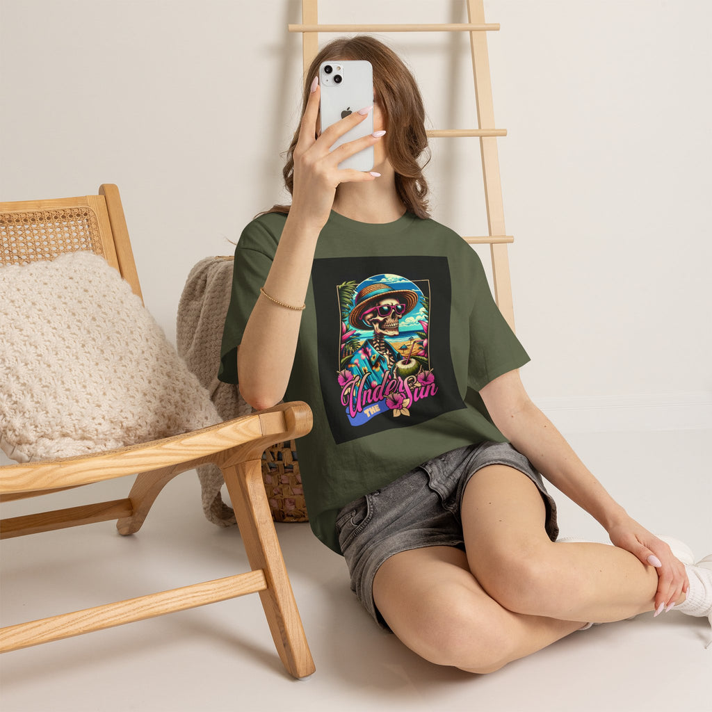 Skull Beach Tee — "Under the Sun" Retro Surf Graphic T-Shirt