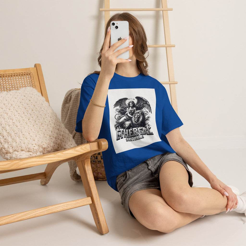 Angel & Lion Graphic Tee — "Ethereal" Vintage Gothic Streetwear