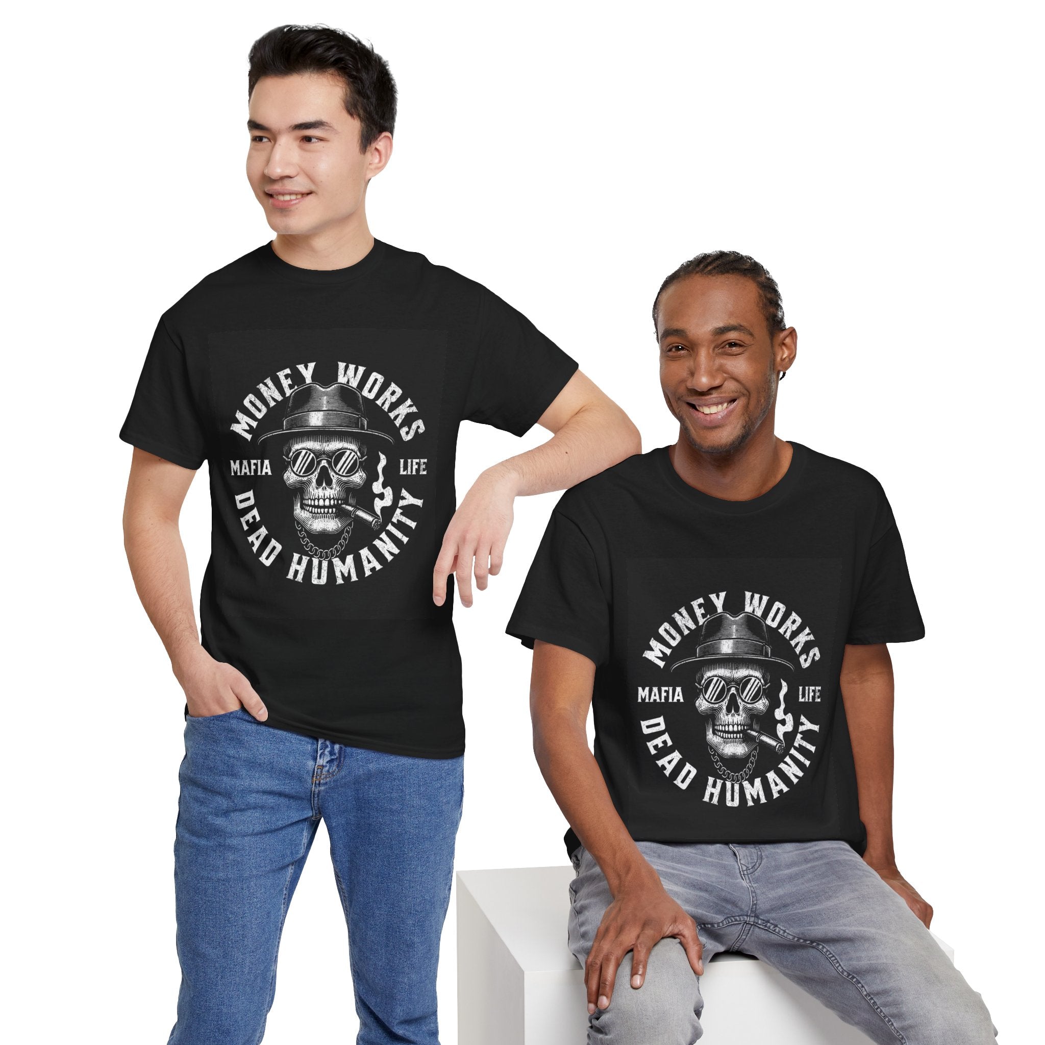 Money Works Dead Humanity Skull Tee