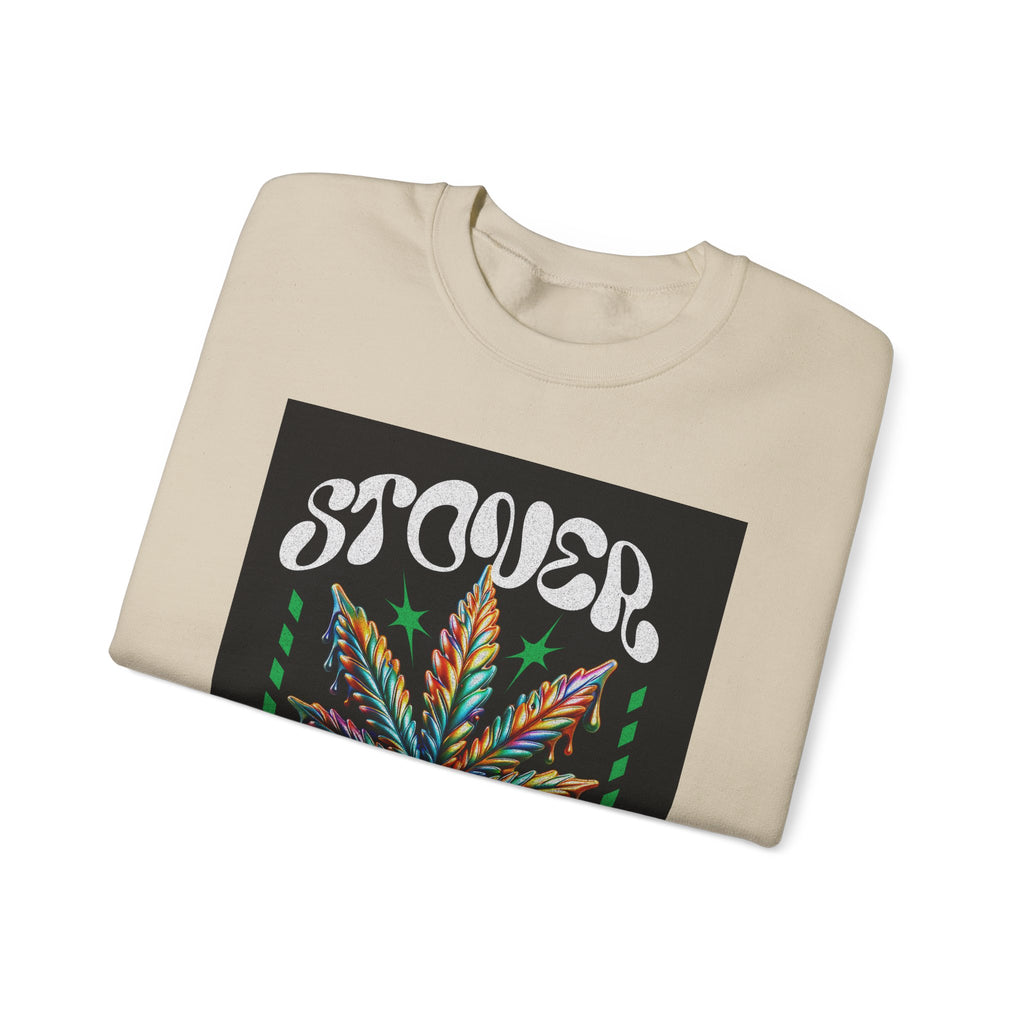 Sweatshirt — Stoner 'Grow Your Own Serenity' Colorful Cannabis Leaf Crewneck
