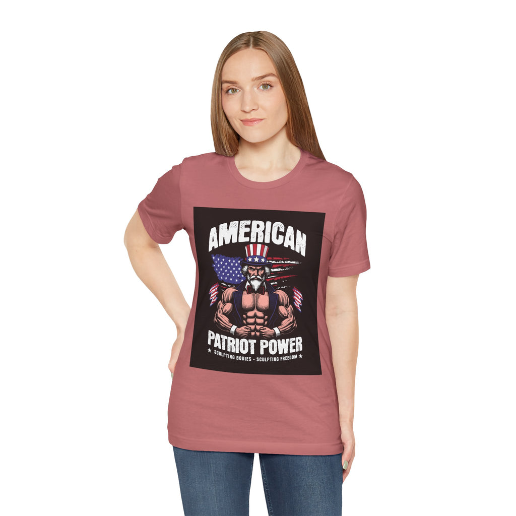 Patriot Power T-Shirt — American Flag Uncle Sam Muscle Graphic Tee
