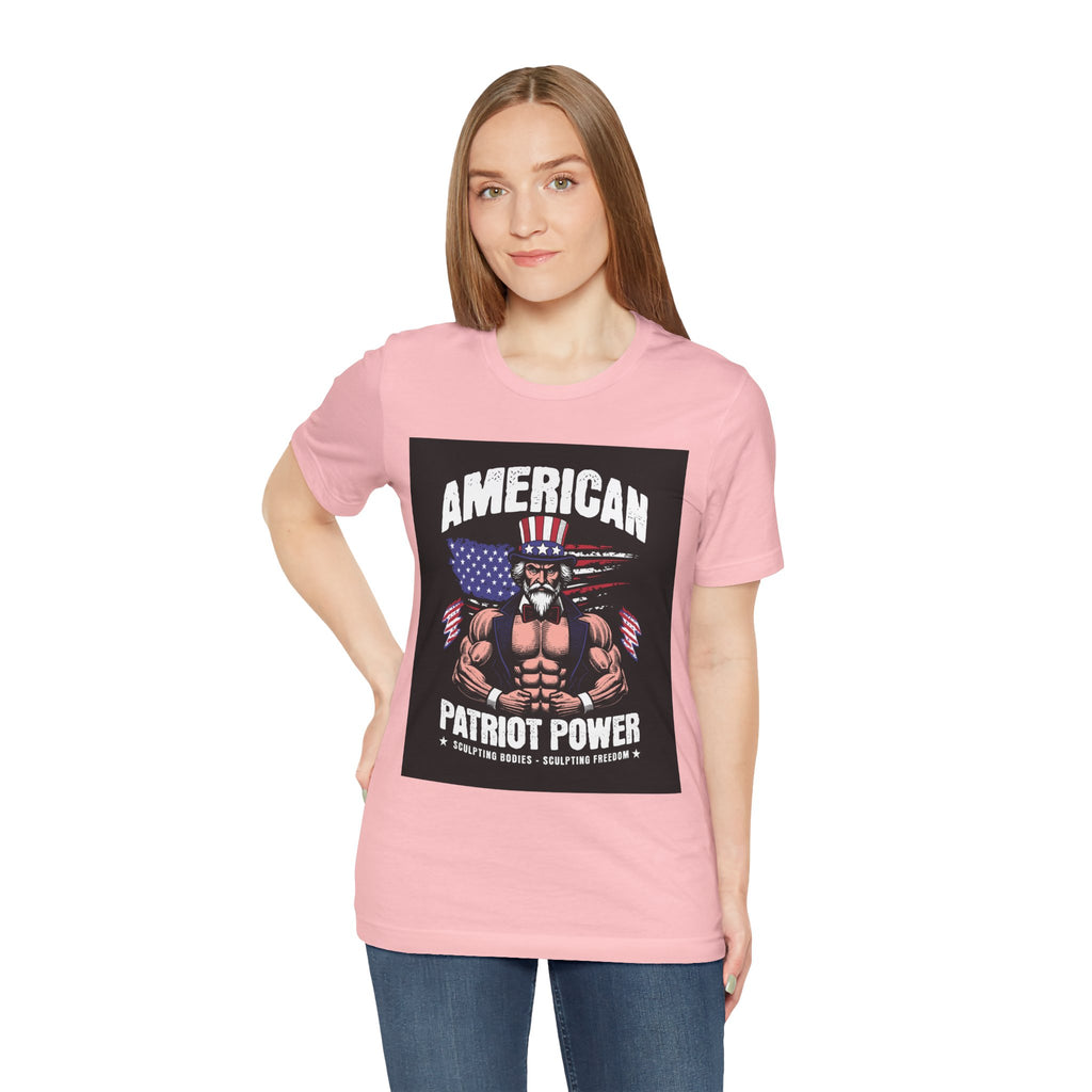 Patriot Power T-Shirt — American Flag Uncle Sam Muscle Graphic Tee