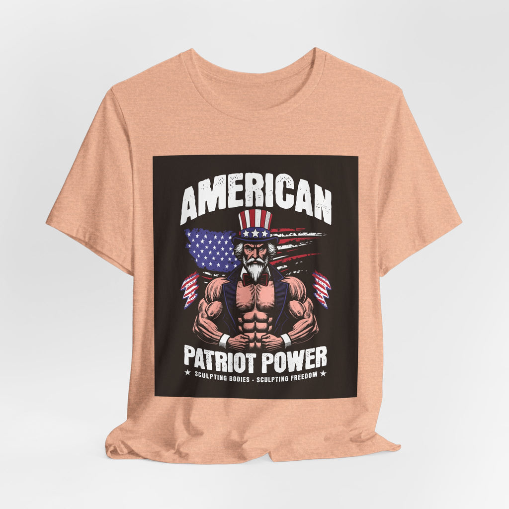 Patriot Power T-Shirt — American Flag Uncle Sam Muscle Graphic Tee