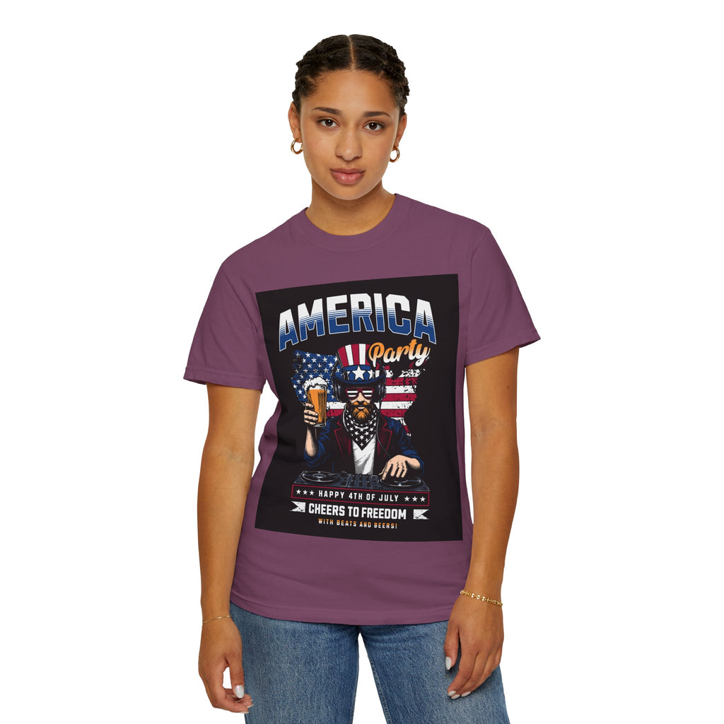 America Party T-Shirt — Cheers to Freedom 4th of July Patriotic Tee