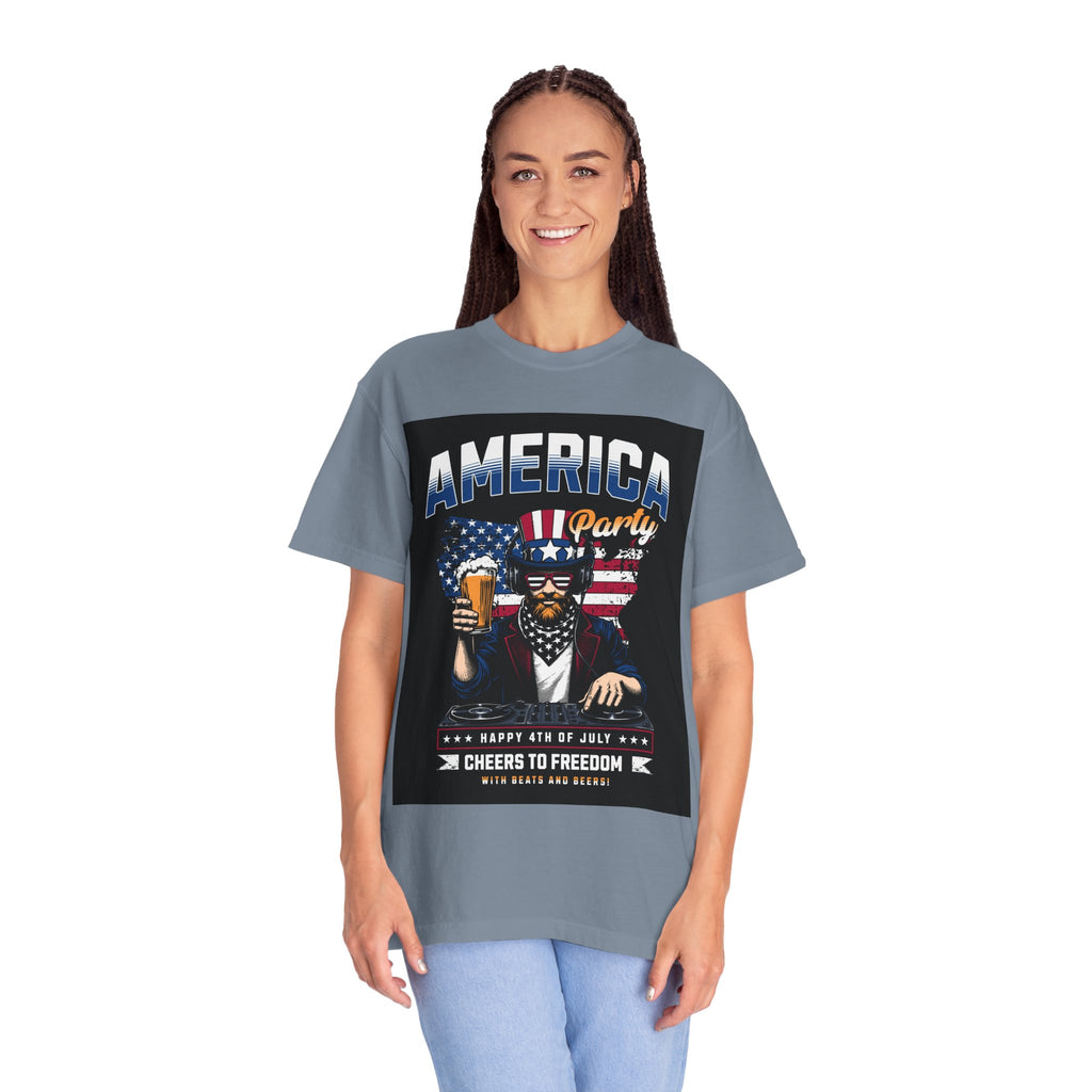 America Party T-Shirt — Cheers to Freedom 4th of July Patriotic Tee