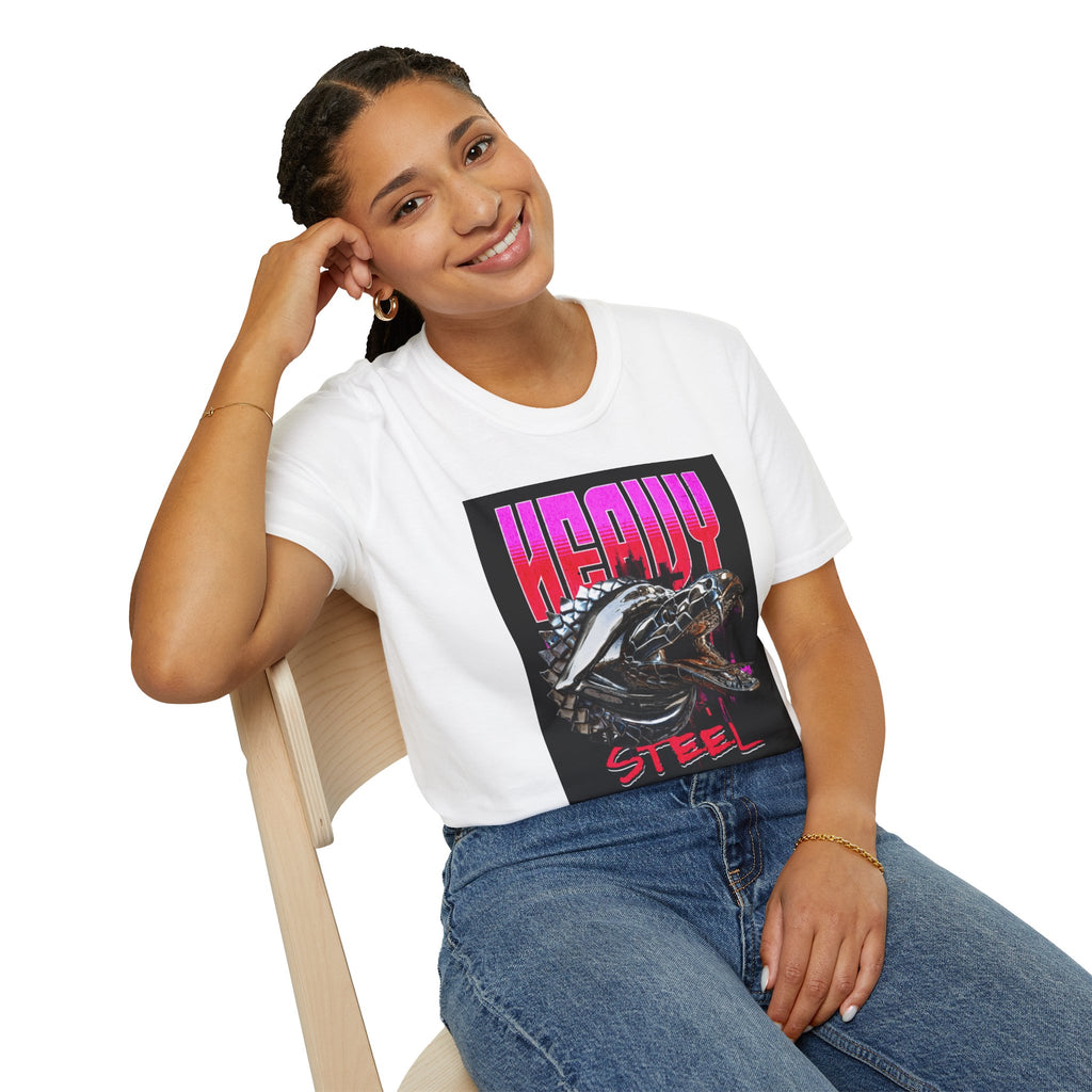 Heavy Steel T-Shirt — Retro Motorcycle Skull Graphic Tee
