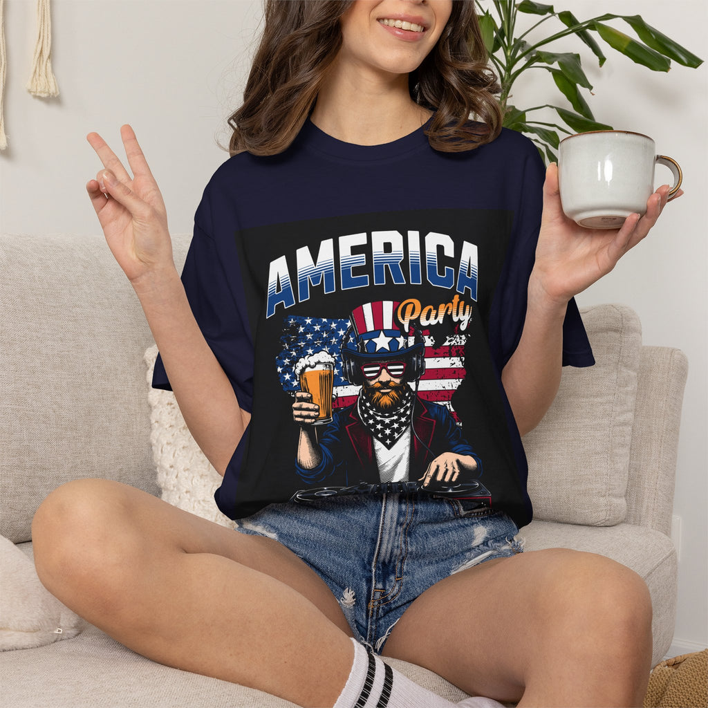 America Party T-Shirt — Cheers to Freedom 4th of July Patriotic Tee