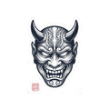 Hannya Mask Sticker | Traditional Tattoo-Inspired, Flash-Style Kiss-Cut