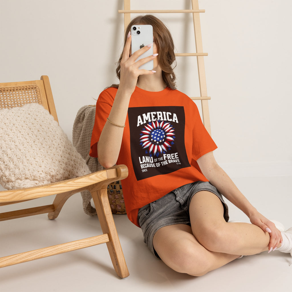 Patriotic America Tee — "Land of the Free Because of the Brave" Cotton T-Shirt