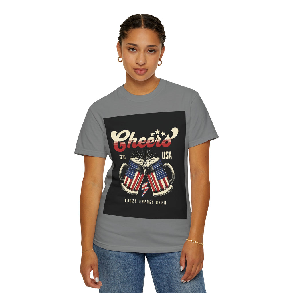 Cheers USA T-Shirt — Patriotic Beer Mugs Graphic Tee (1776)