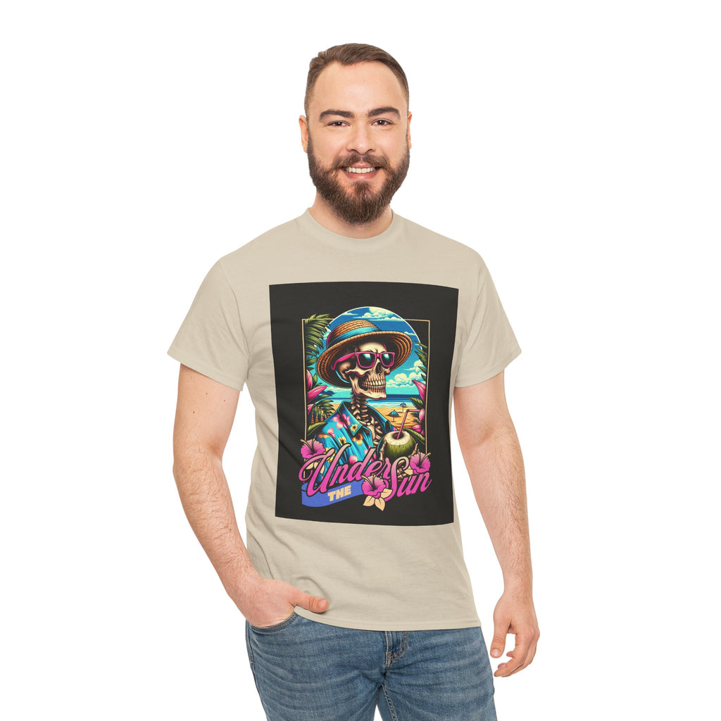 Skull Beach Tee — "Under the Sun" Retro Surf Graphic T-Shirt