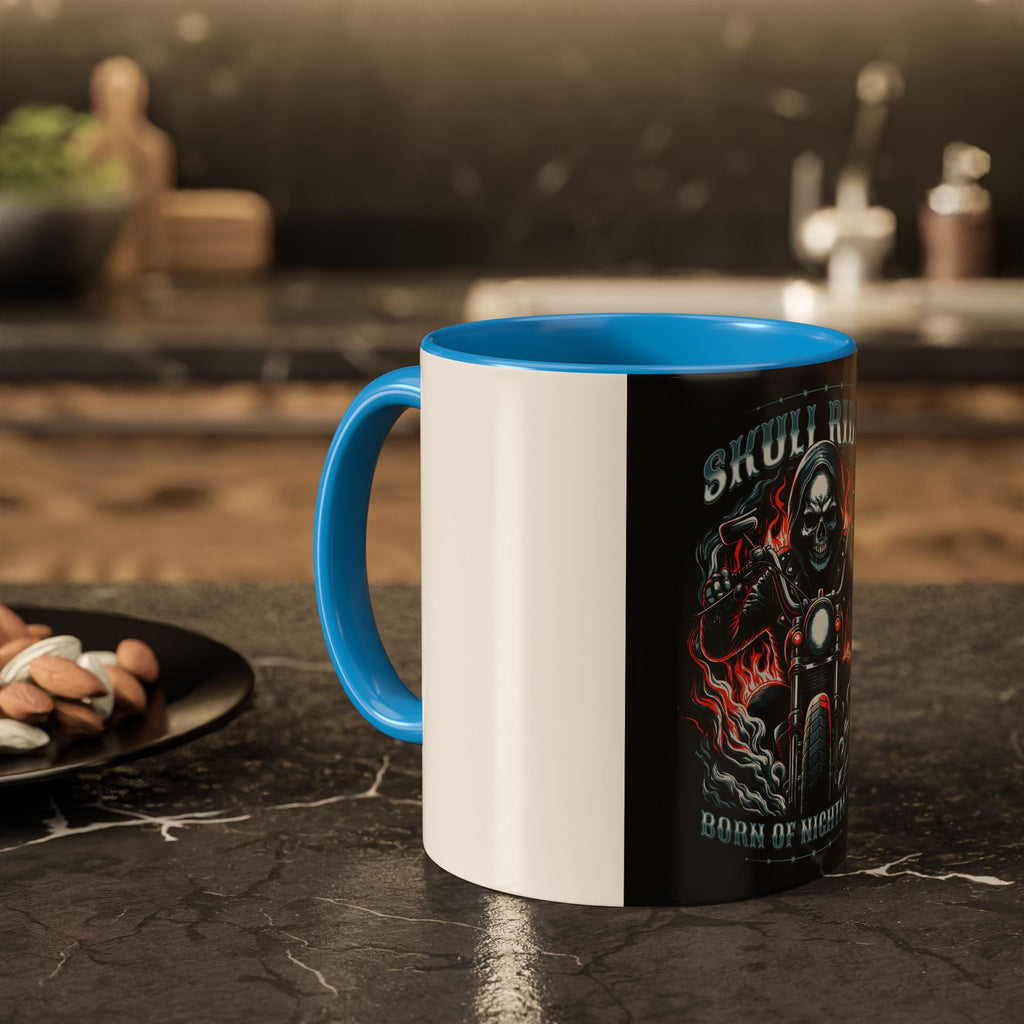 Skull Rider Motorcycle Mug – "Born of Nightmares" Biker Coffee Cup (11oz/15oz)