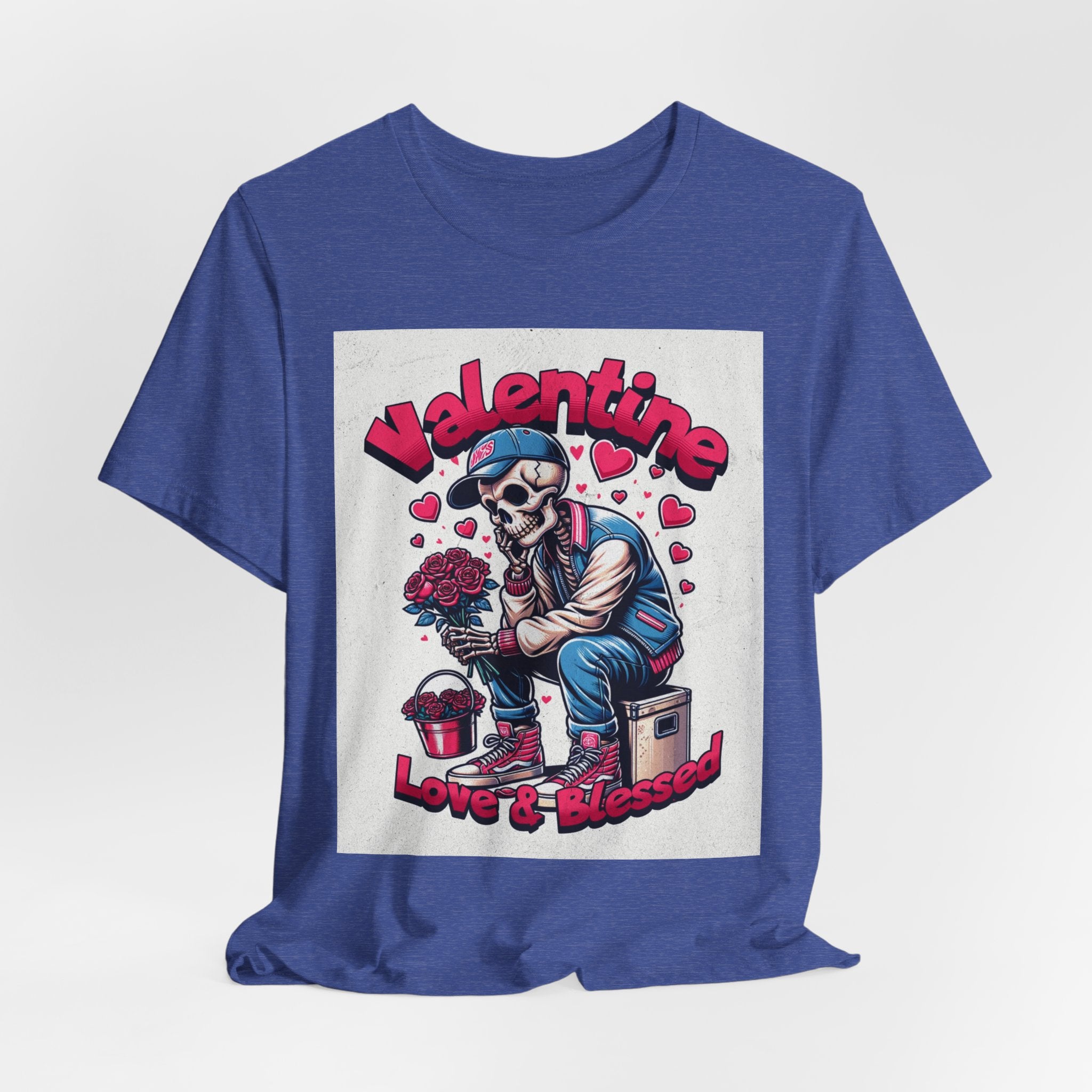 Valentine Skull T-Shirt – "Love & Blessed" Gothic Valentine Tee