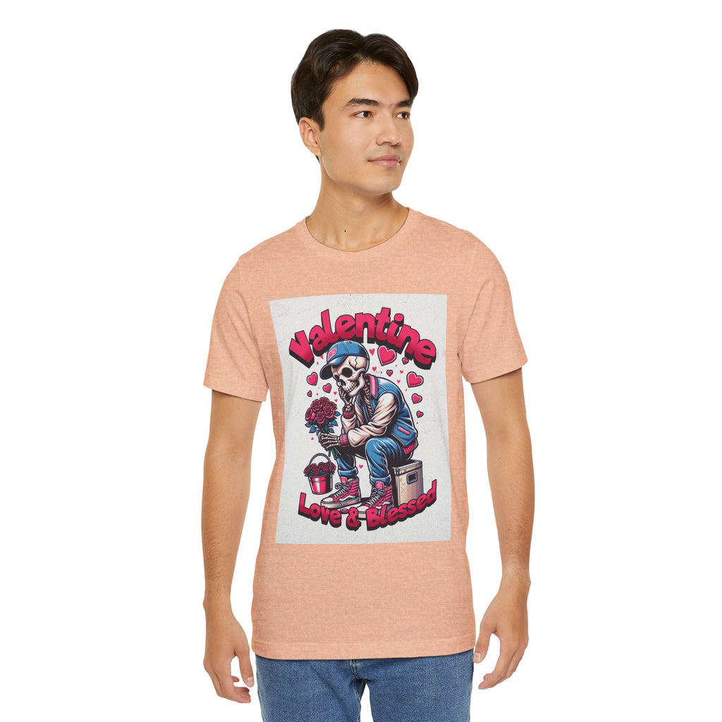 Valentine Skull T-Shirt – "Love & Blessed" Gothic Valentine Tee