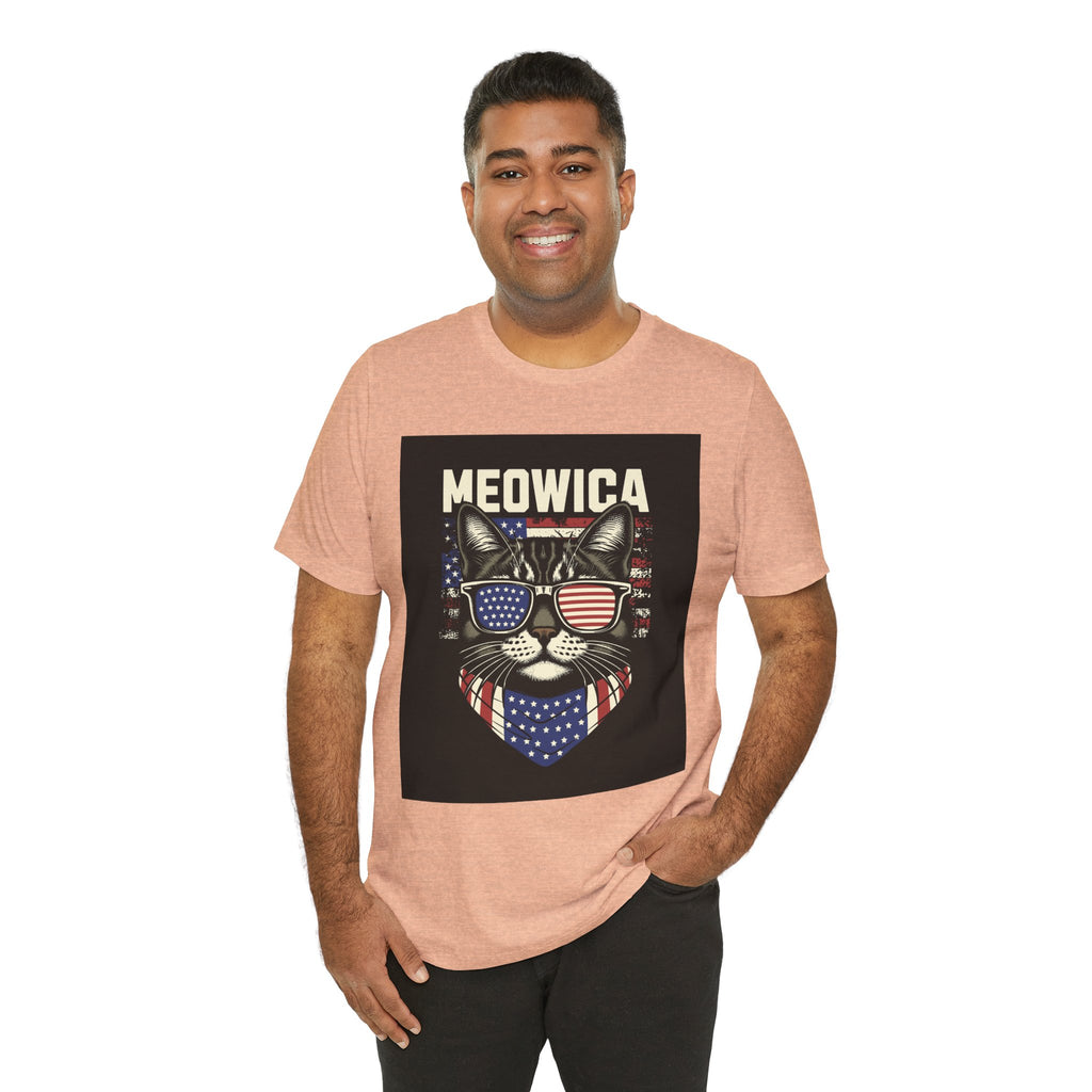 Meowica Cat Tee — Patriotic USA Flag Sunglasses Graphic T-Shirt