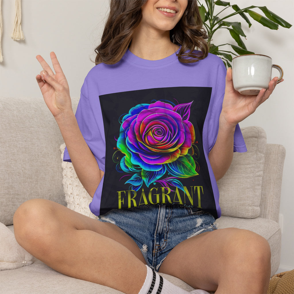 Fragrant Rainbow Rose T-Shirt — Vibrant Floral Graphic Tee