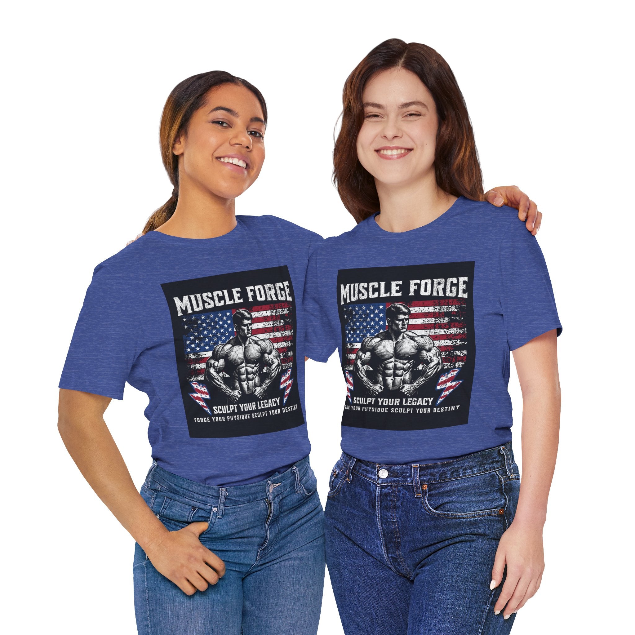 Muscle Forge American Flag Gym Tee — "Sculpt Your Legacy" Fitness T-Shirt