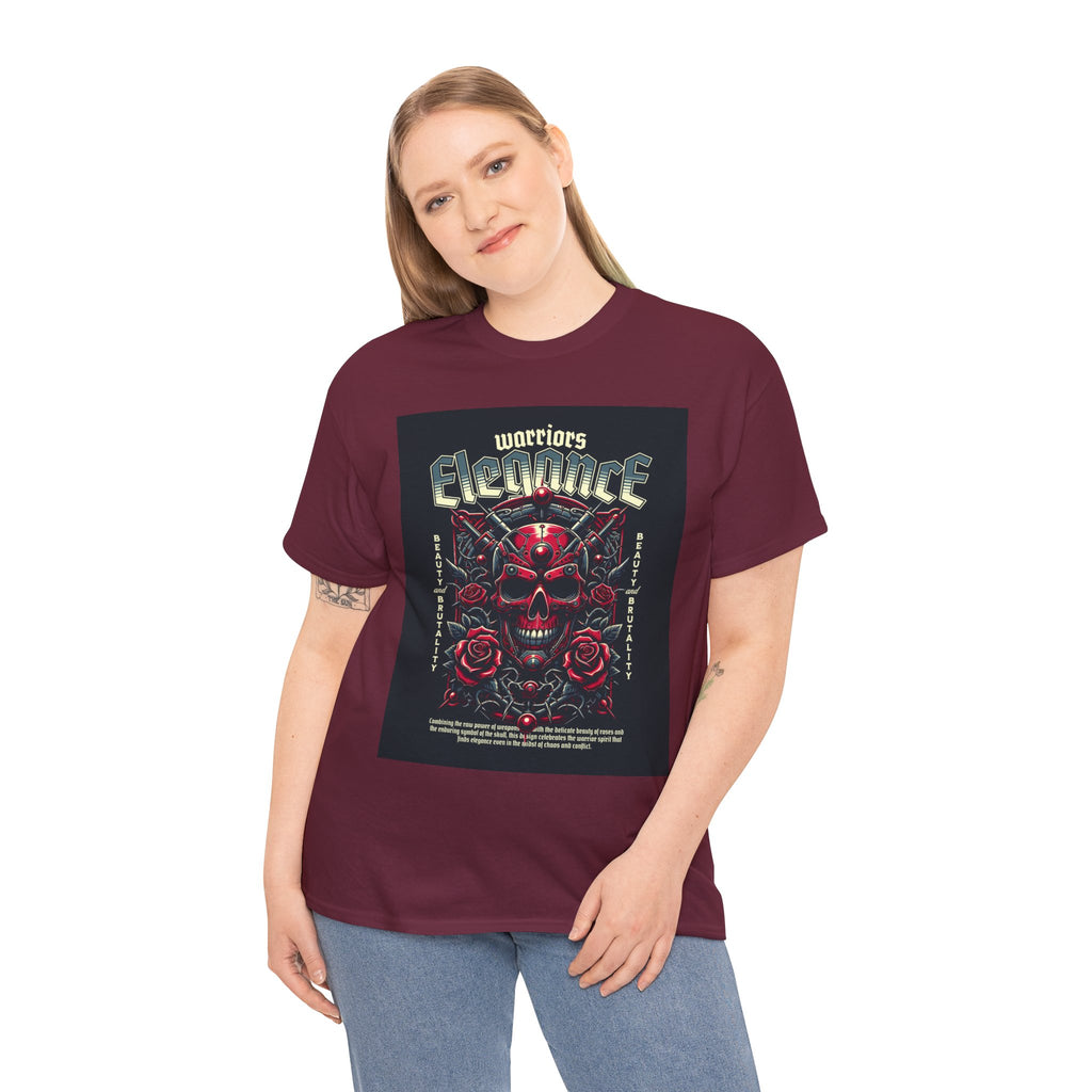 Warriors Electric Skull T‑Shirt — Red Skull & Roses Rock Graphic Tee