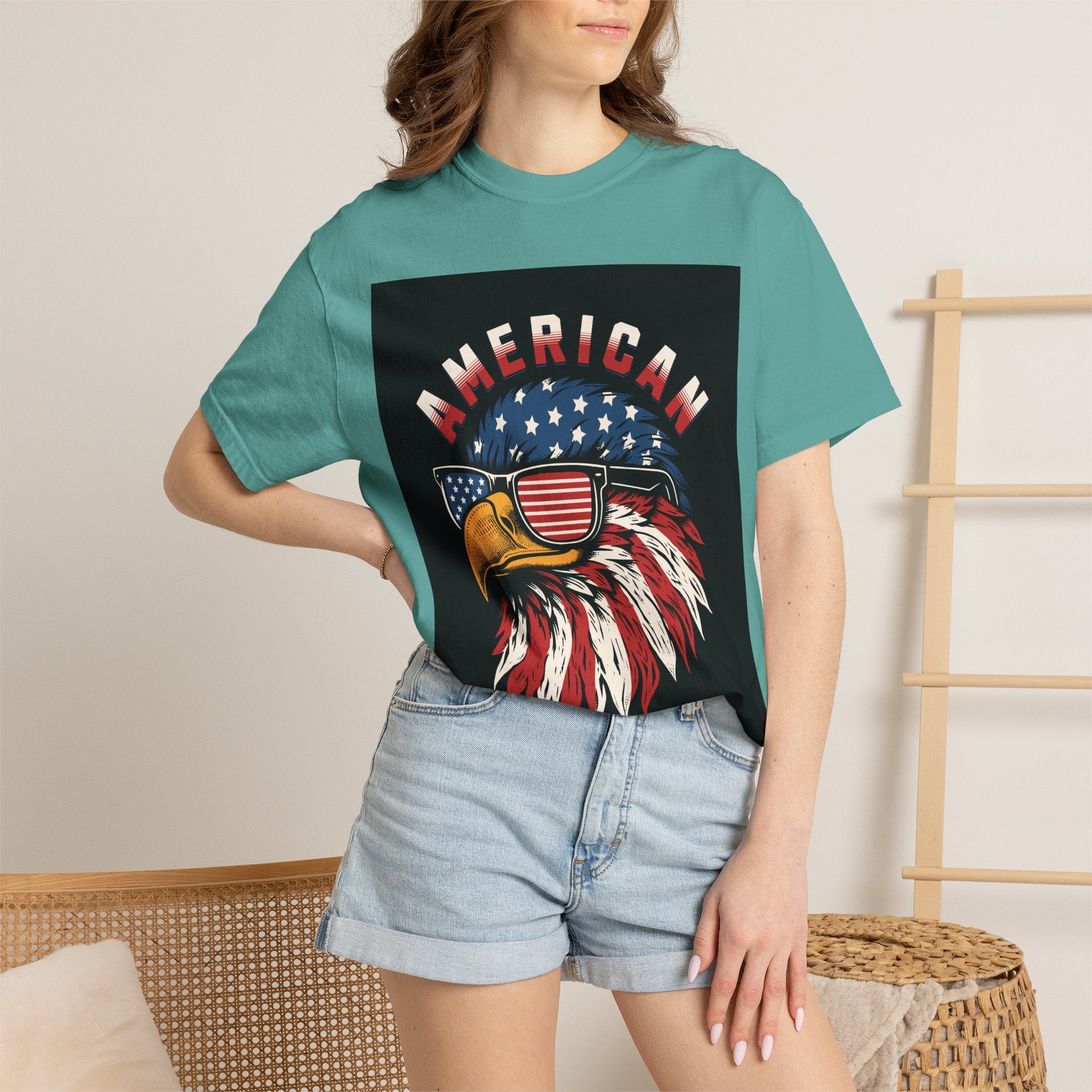 American Eagle Sunglasses T-Shirt — Patriotic USA Flag Graphic