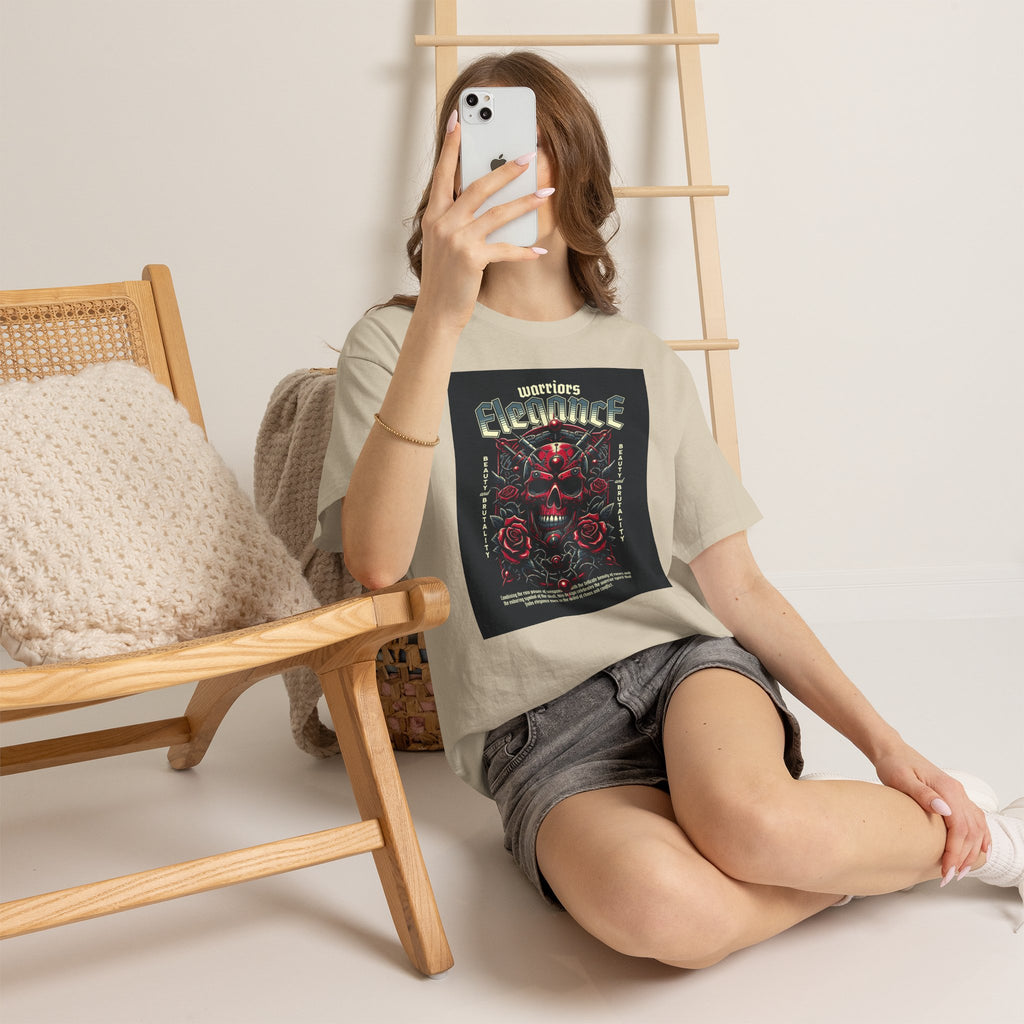 Warriors Electric Skull T‑Shirt — Red Skull & Roses Rock Graphic Tee