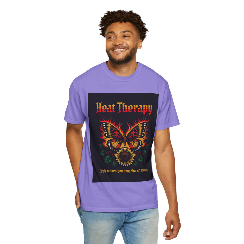 Heat Therapy Butterfly T-Shirt — Retro Floral Sunflower Design
