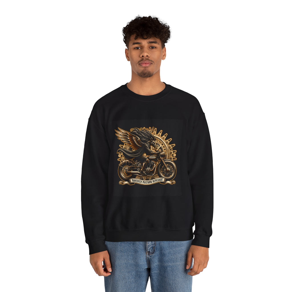 Motorcycle Eagle Crewneck Sweatshirt – "Liberty Rider" Vintage Biker Graphic