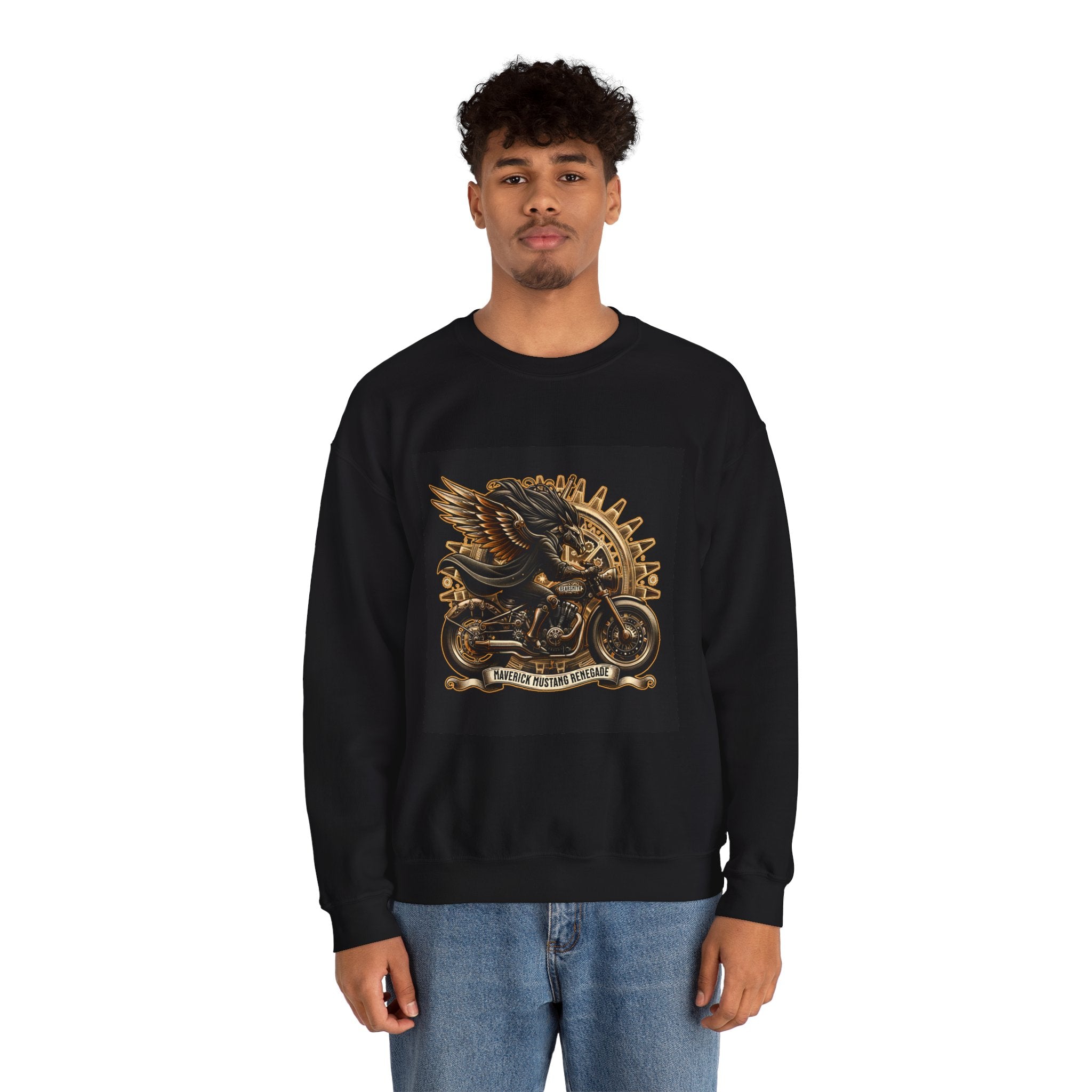 Motorcycle Eagle Crewneck Sweatshirt – "Liberty Rider" Vintage Biker Graphic