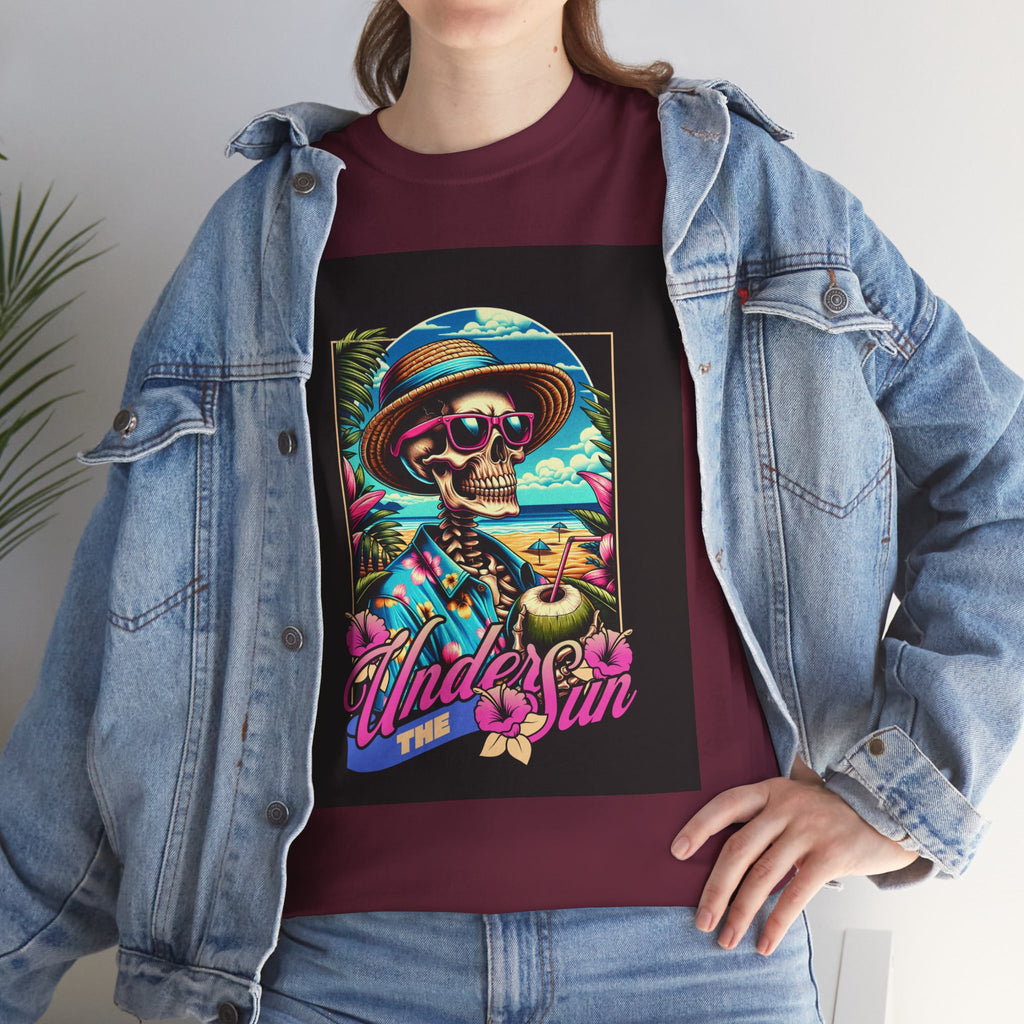 Skull Beach Tee — "Under the Sun" Retro Surf Graphic T-Shirt