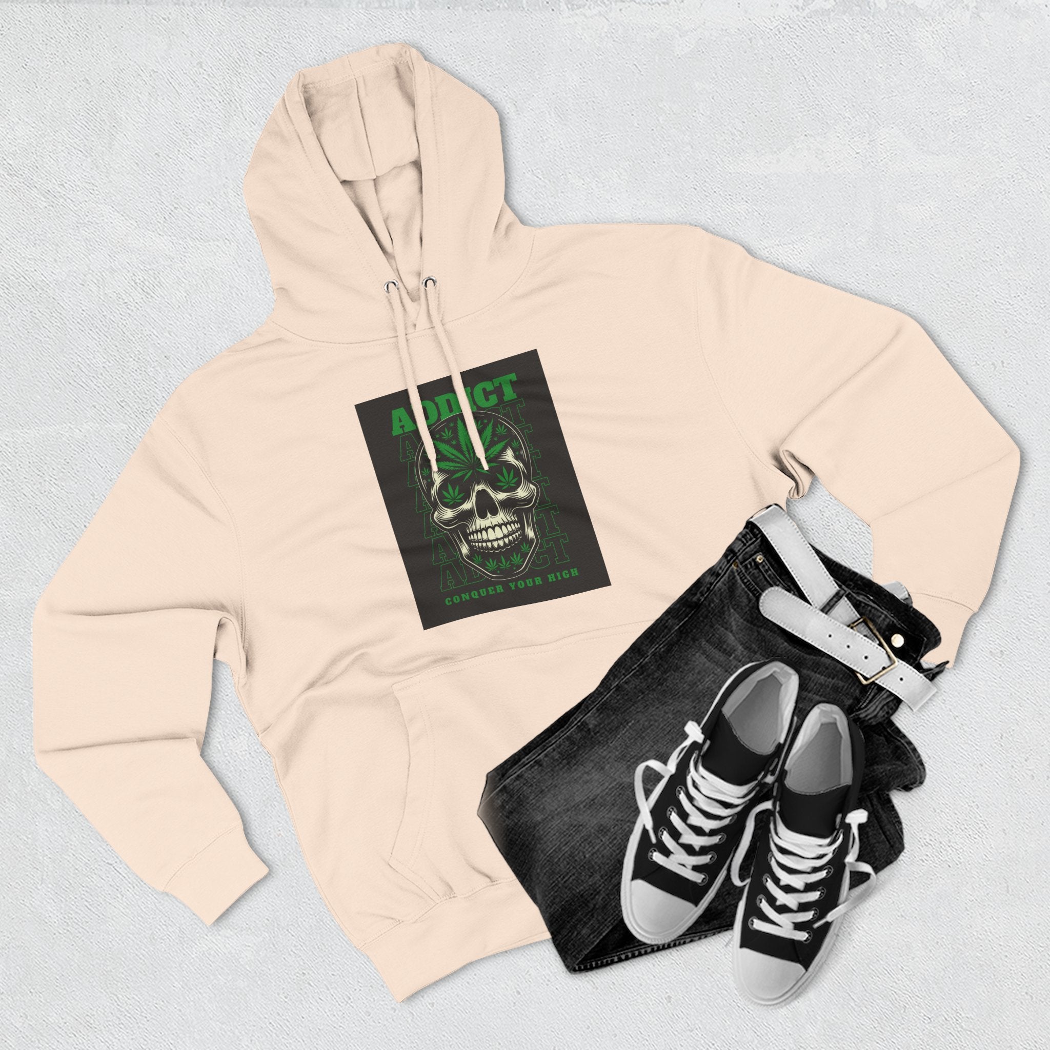 Skull & Snake Hoodie — "Addict" Graphic Pullover