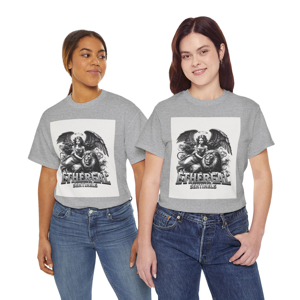 Angel & Lion Graphic Tee — "Ethereal" Vintage Gothic Streetwear