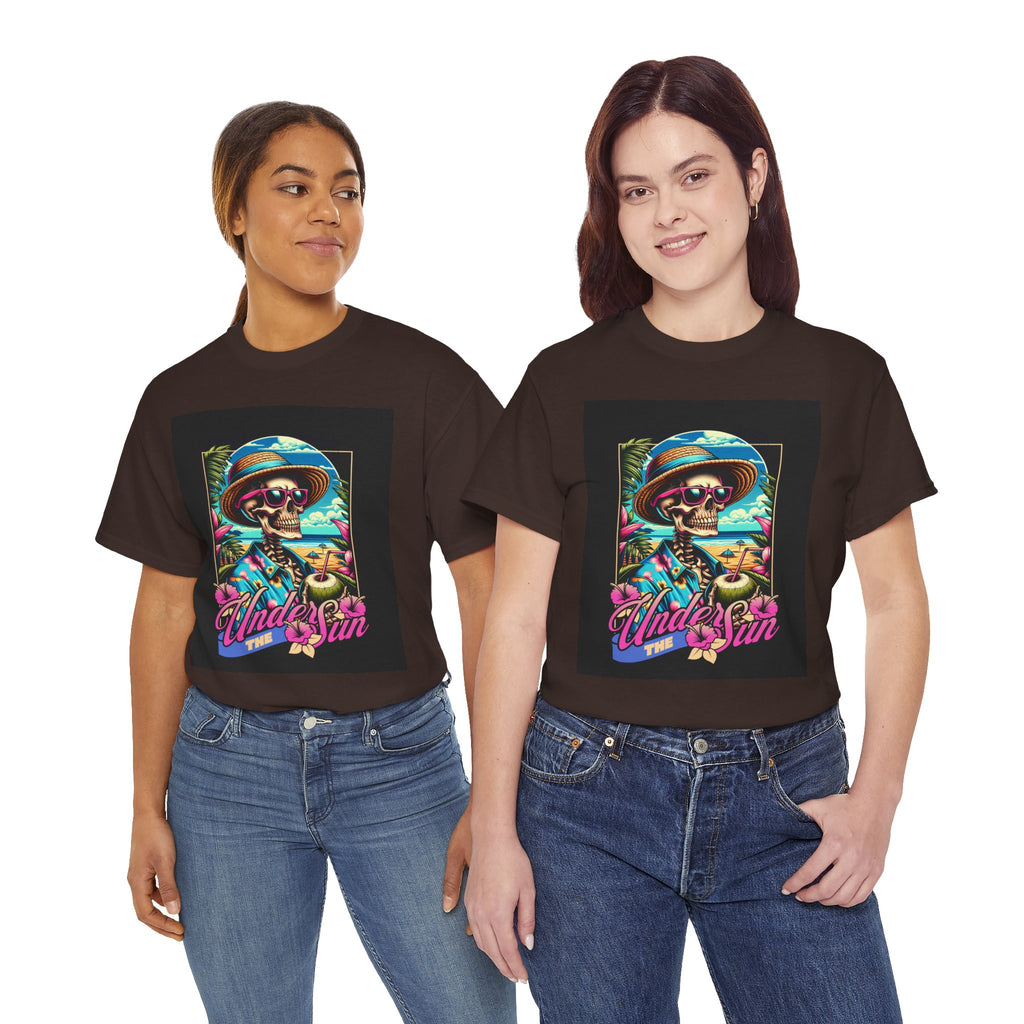 Skull Beach Tee — "Under the Sun" Retro Surf Graphic T-Shirt