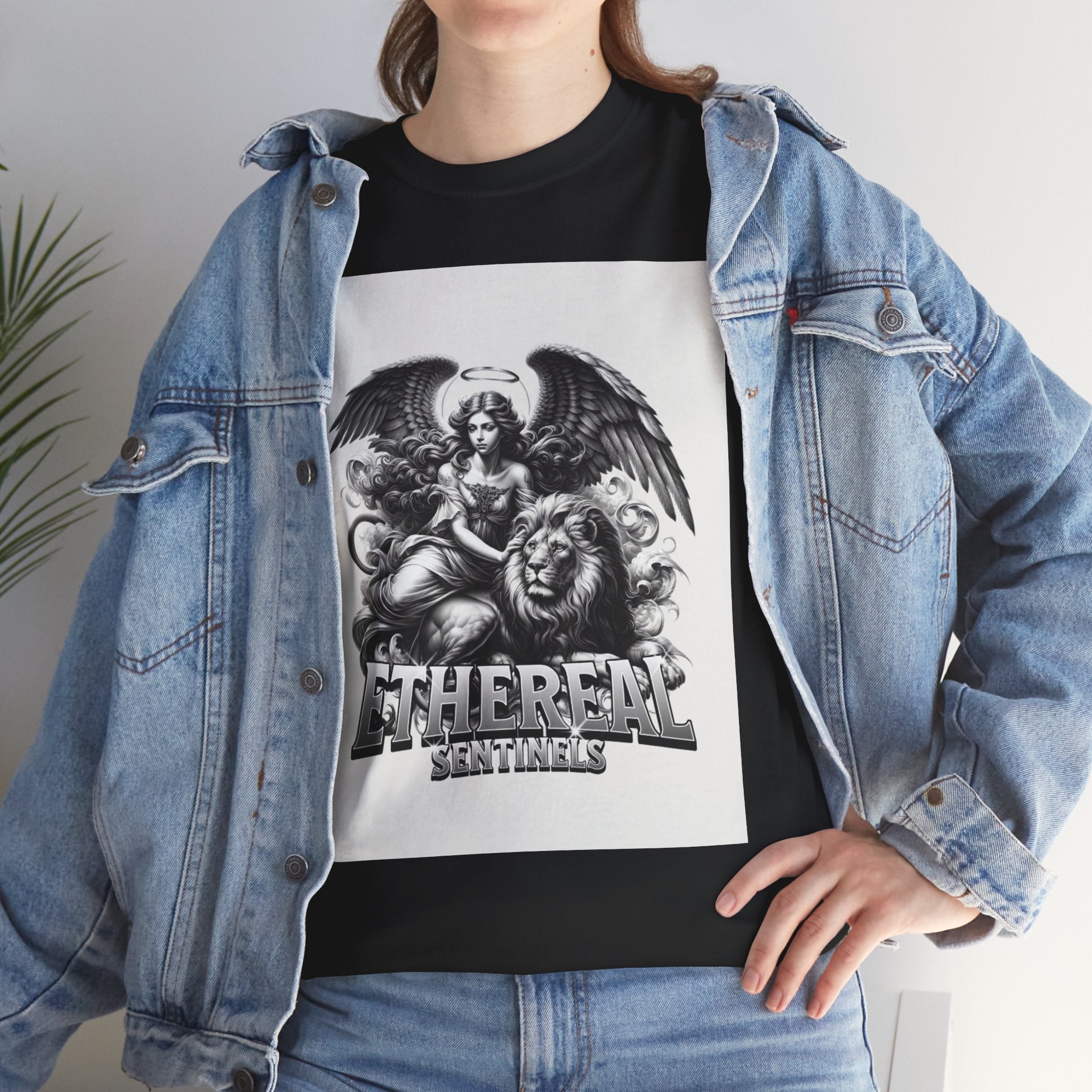 Angel & Lion Graphic Tee — "Ethereal" Vintage Gothic Streetwear