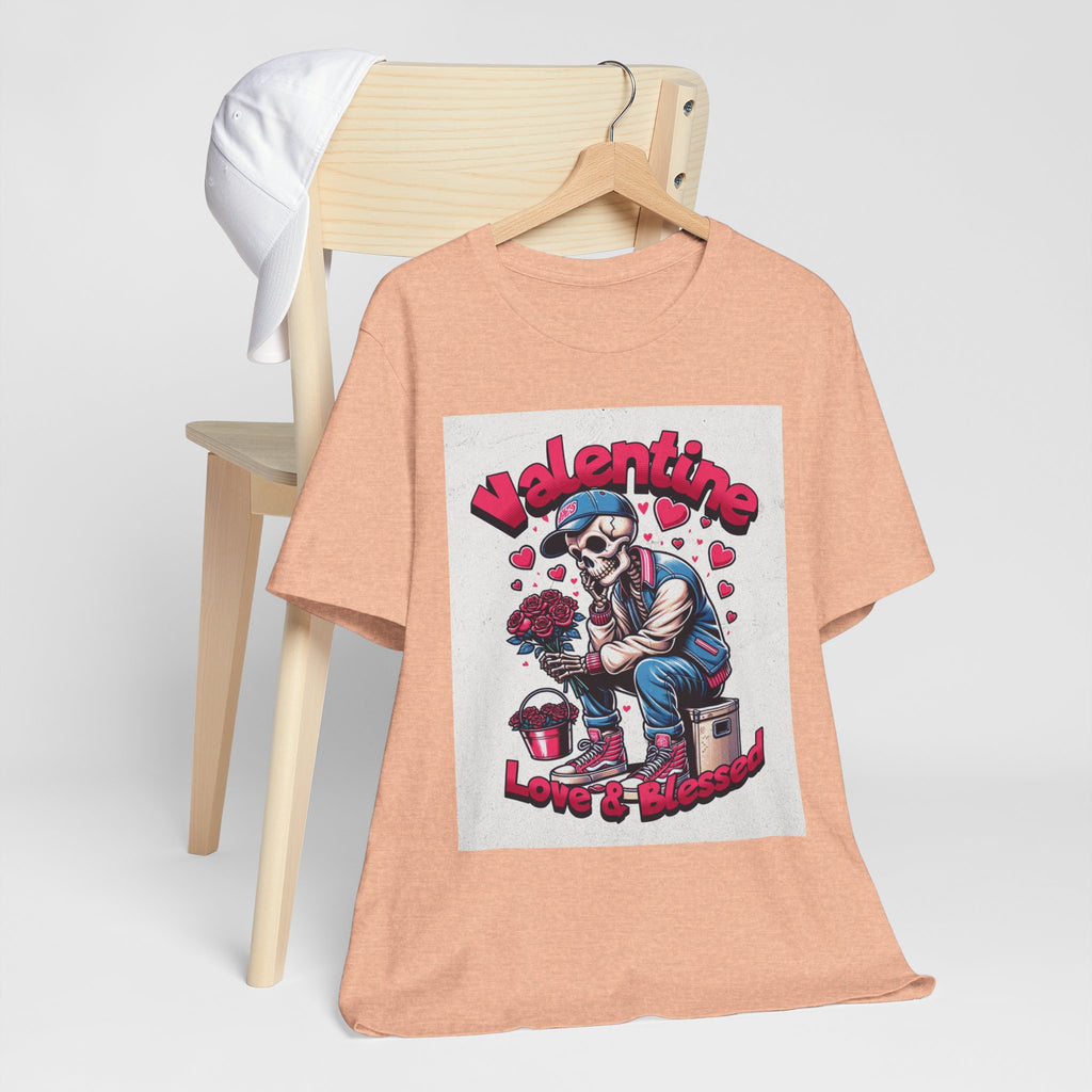 Valentine Skull T-Shirt – "Love & Blessed" Gothic Valentine Tee