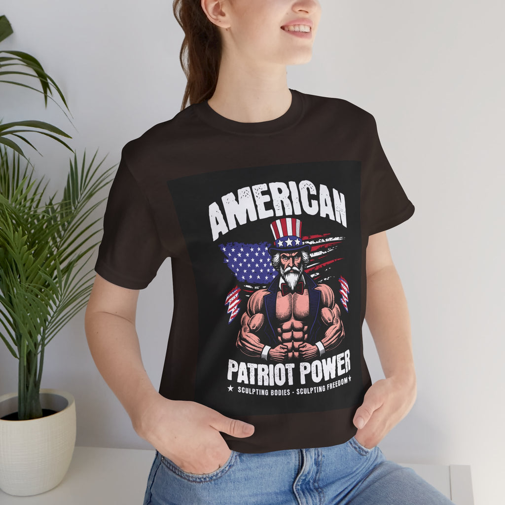 Patriot Power T-Shirt — American Flag Uncle Sam Muscle Graphic Tee