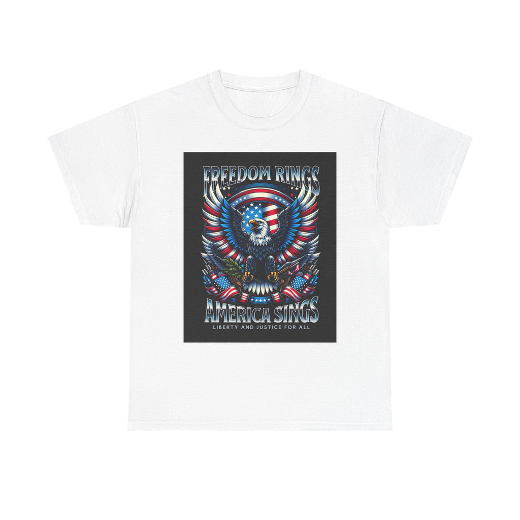 Eagle & American Flag Tee — "Freedom Rings, America Sings" Patriotic T-Shirt
