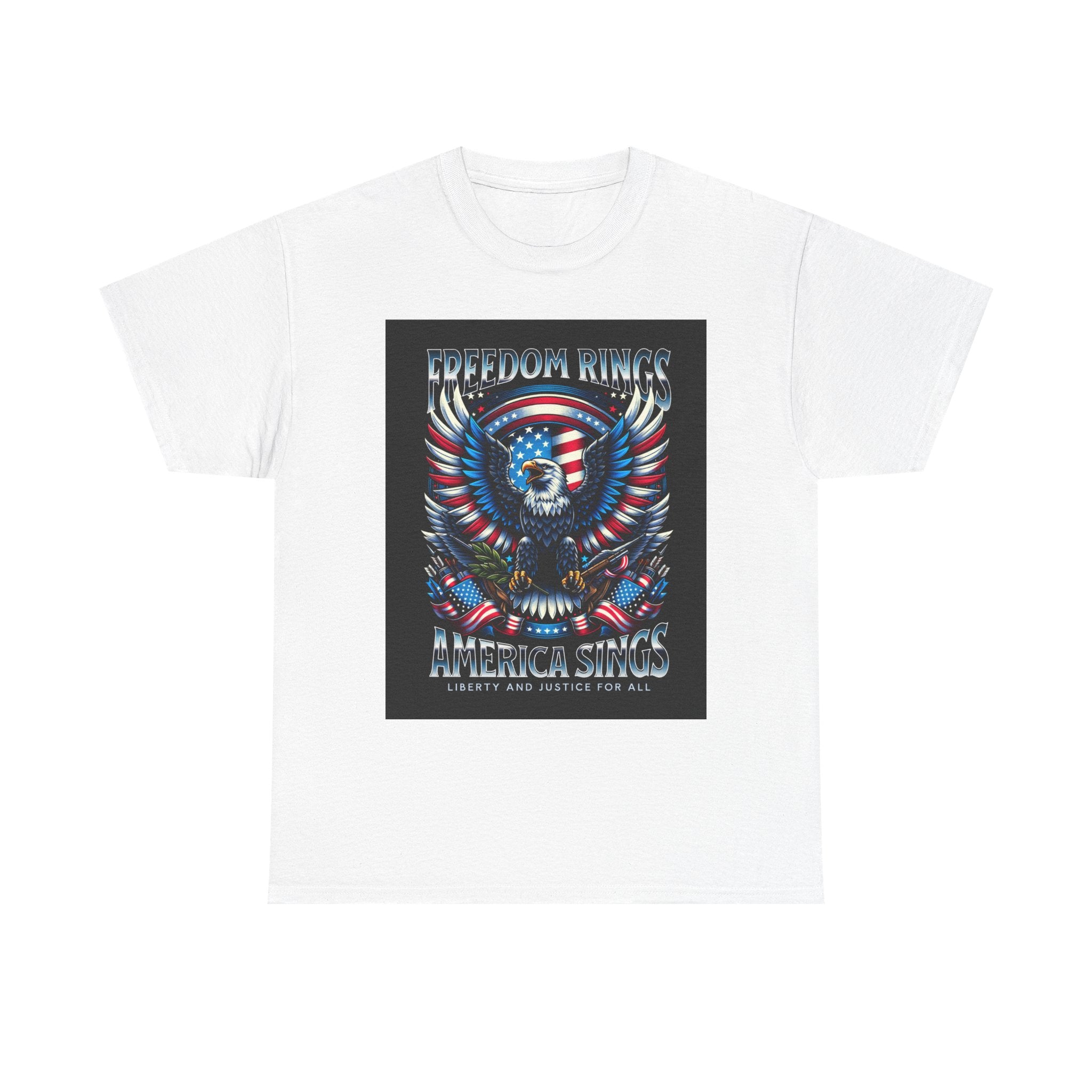 Eagle & American Flag Tee — "Freedom Rings, America Sings" Patriotic T-Shirt