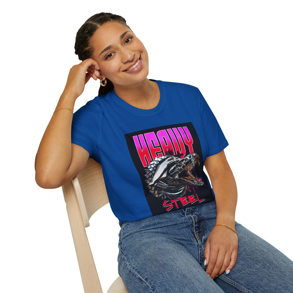 Heavy Steel T-Shirt — Retro Motorcycle Skull Graphic Tee