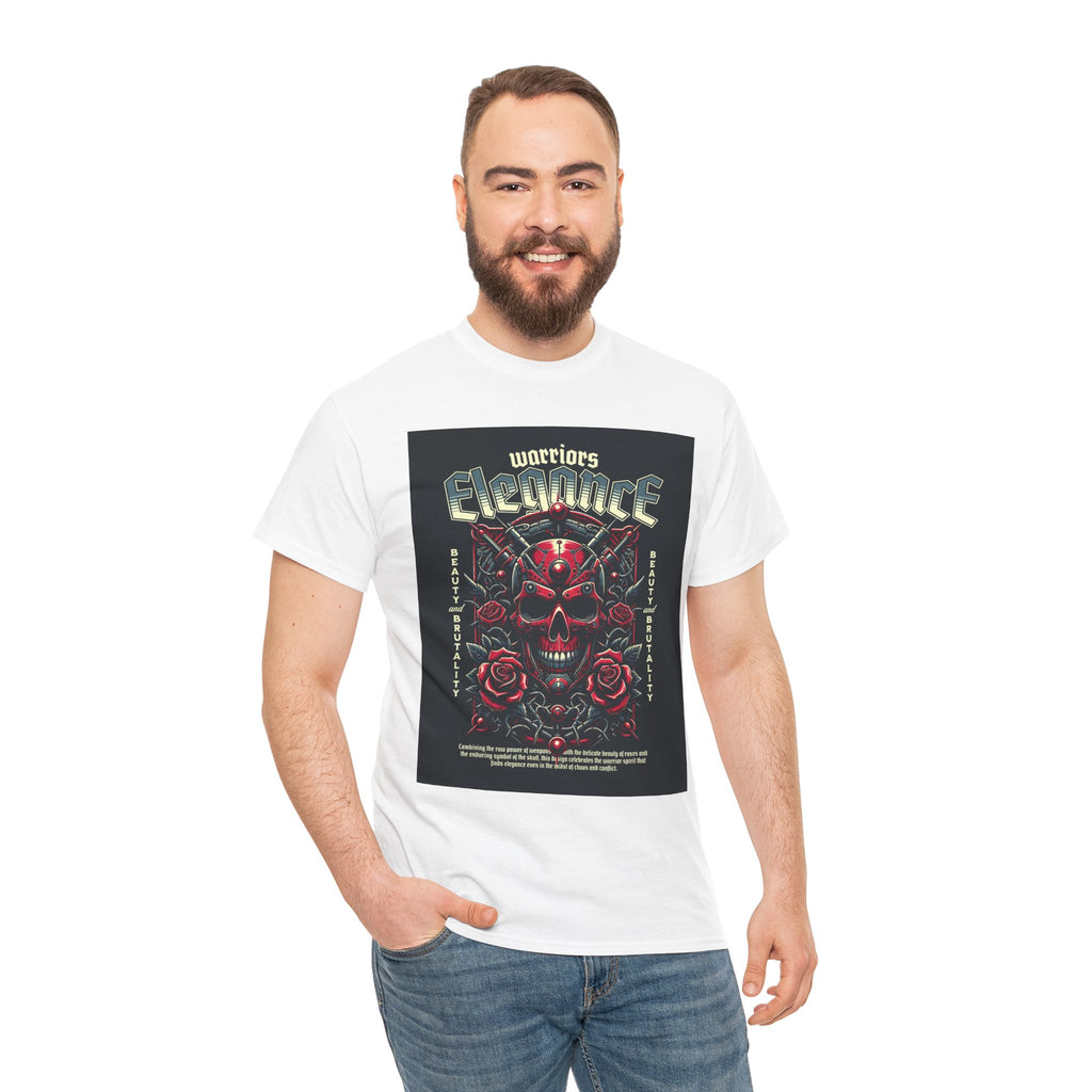Warriors Electric Skull T‑Shirt — Red Skull & Roses Rock Graphic Tee