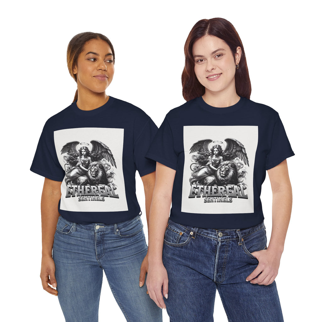 Angel & Lion Graphic Tee — "Ethereal" Vintage Gothic Streetwear