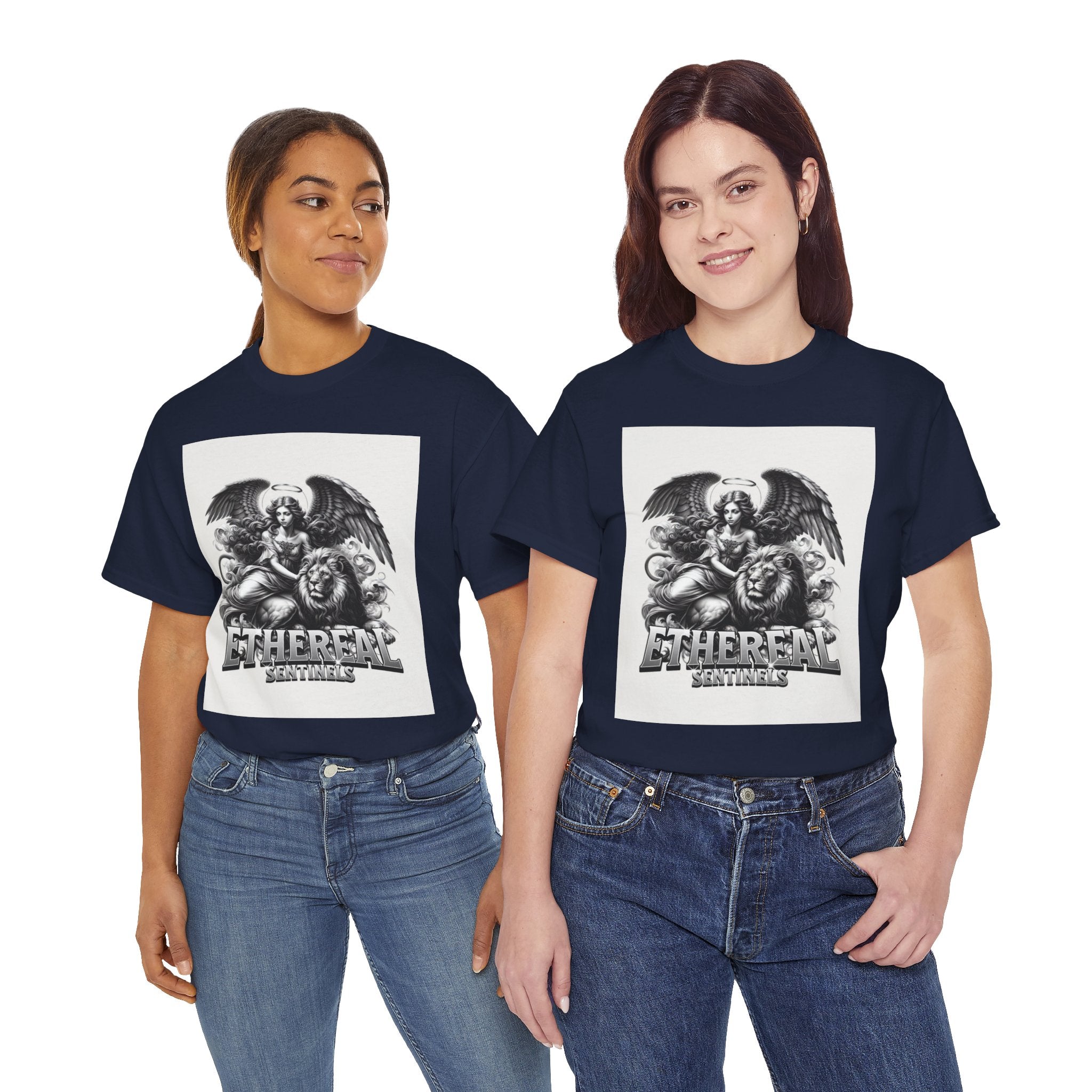 Angel & Lion Graphic Tee — "Ethereal" Vintage Gothic Streetwear