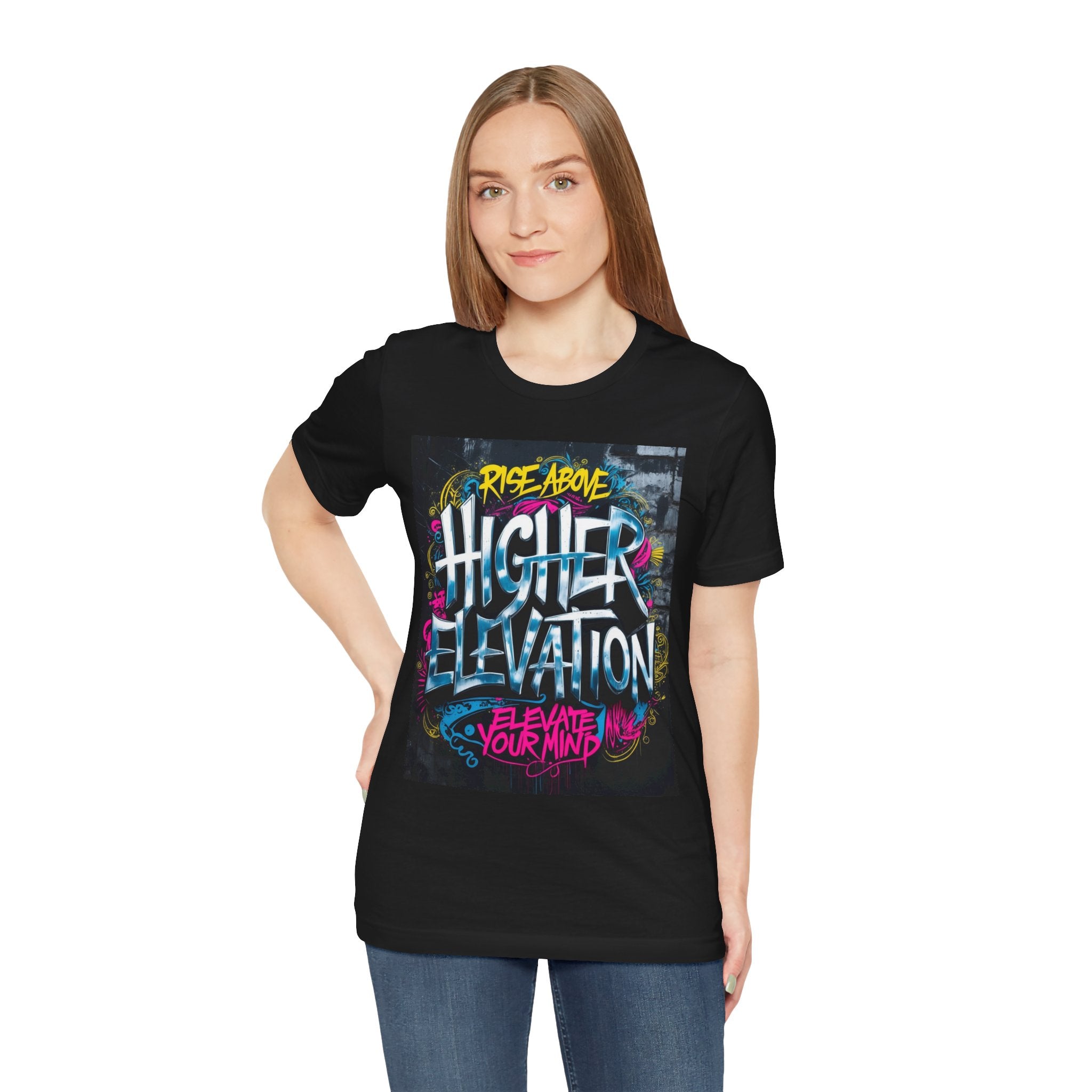 Higher Elevation Graffiti T-Shirt — "Rise Above, Elevate Your Mind"
