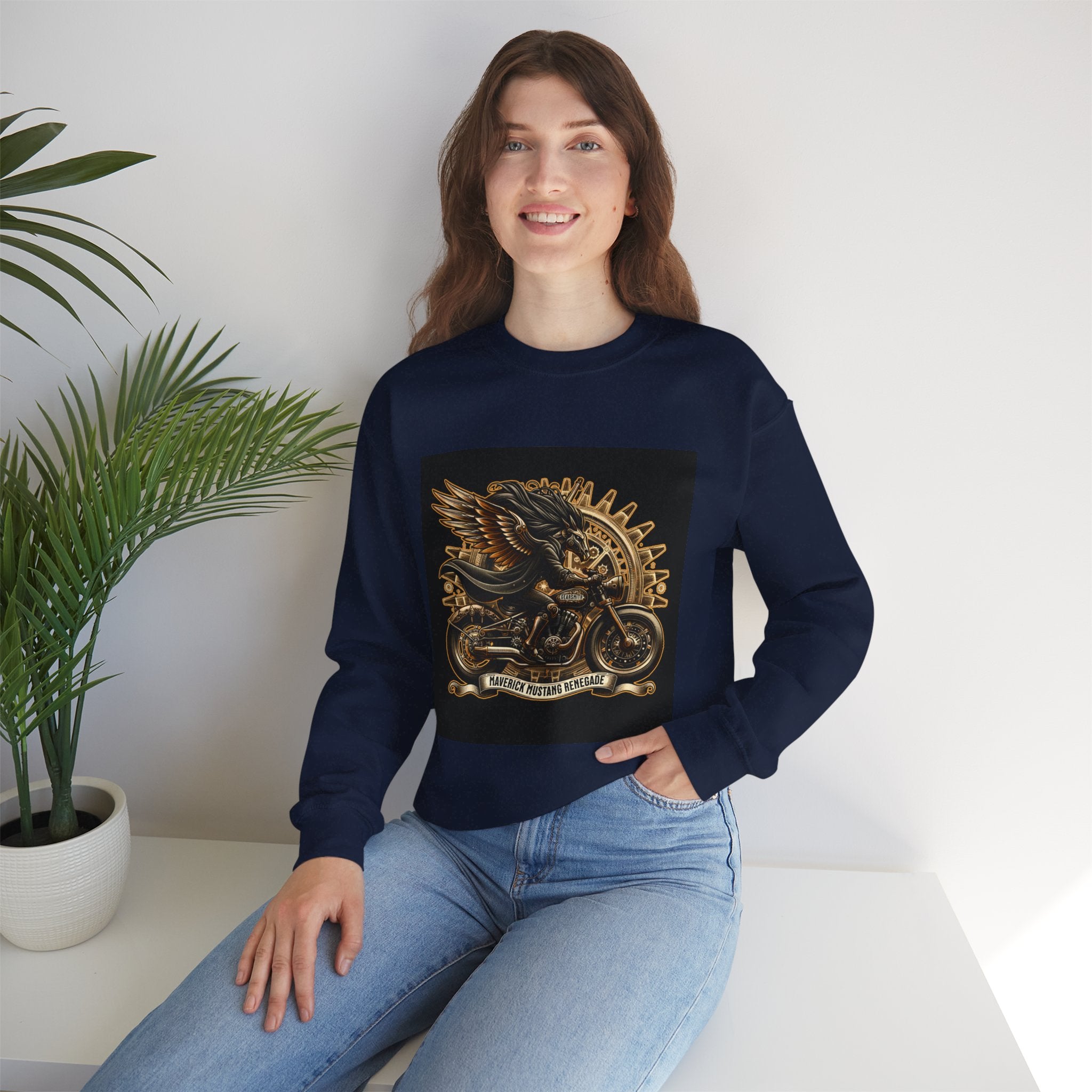 Motorcycle Eagle Crewneck Sweatshirt – "Liberty Rider" Vintage Biker Graphic