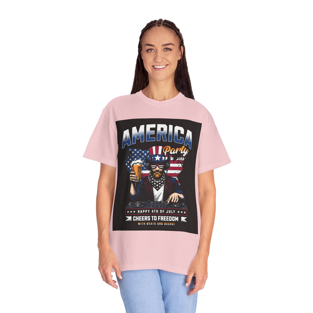 America Party T-Shirt — Cheers to Freedom 4th of July Patriotic Tee