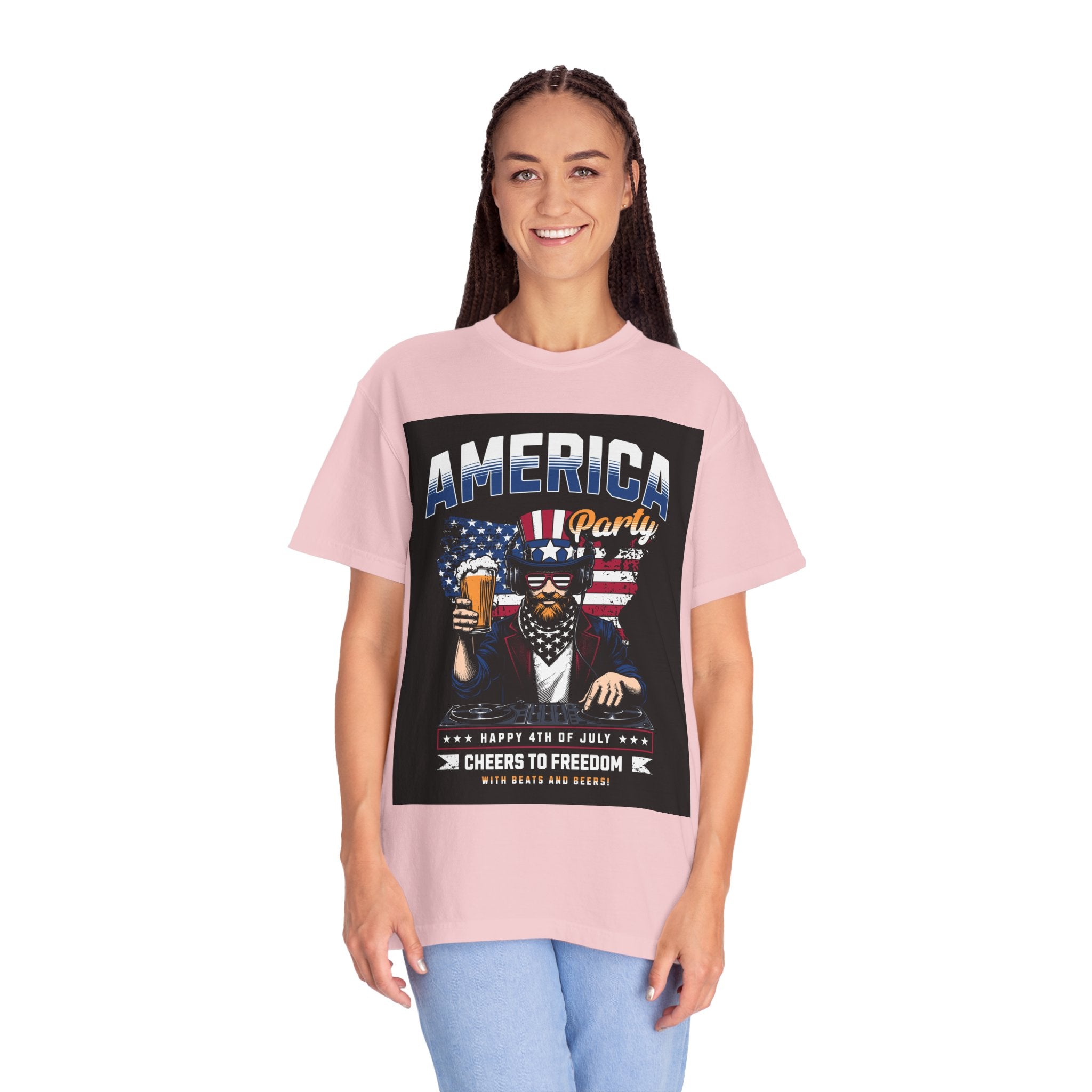 America Party T-Shirt — Cheers to Freedom 4th of July Patriotic Tee
