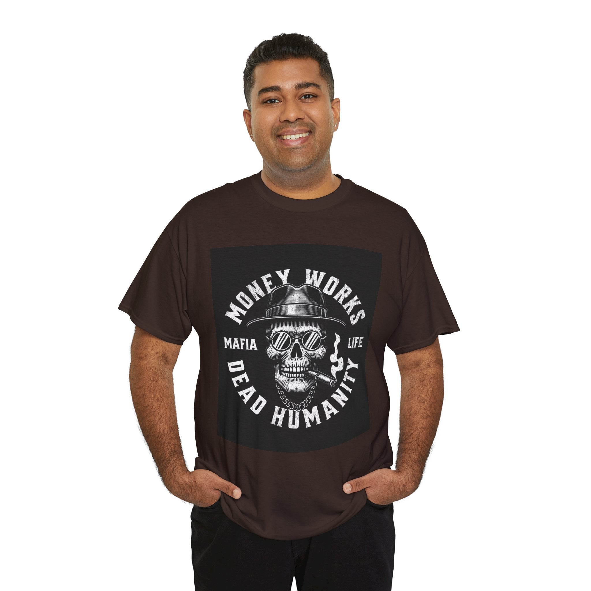 Money Works Dead Humanity Skull Tee