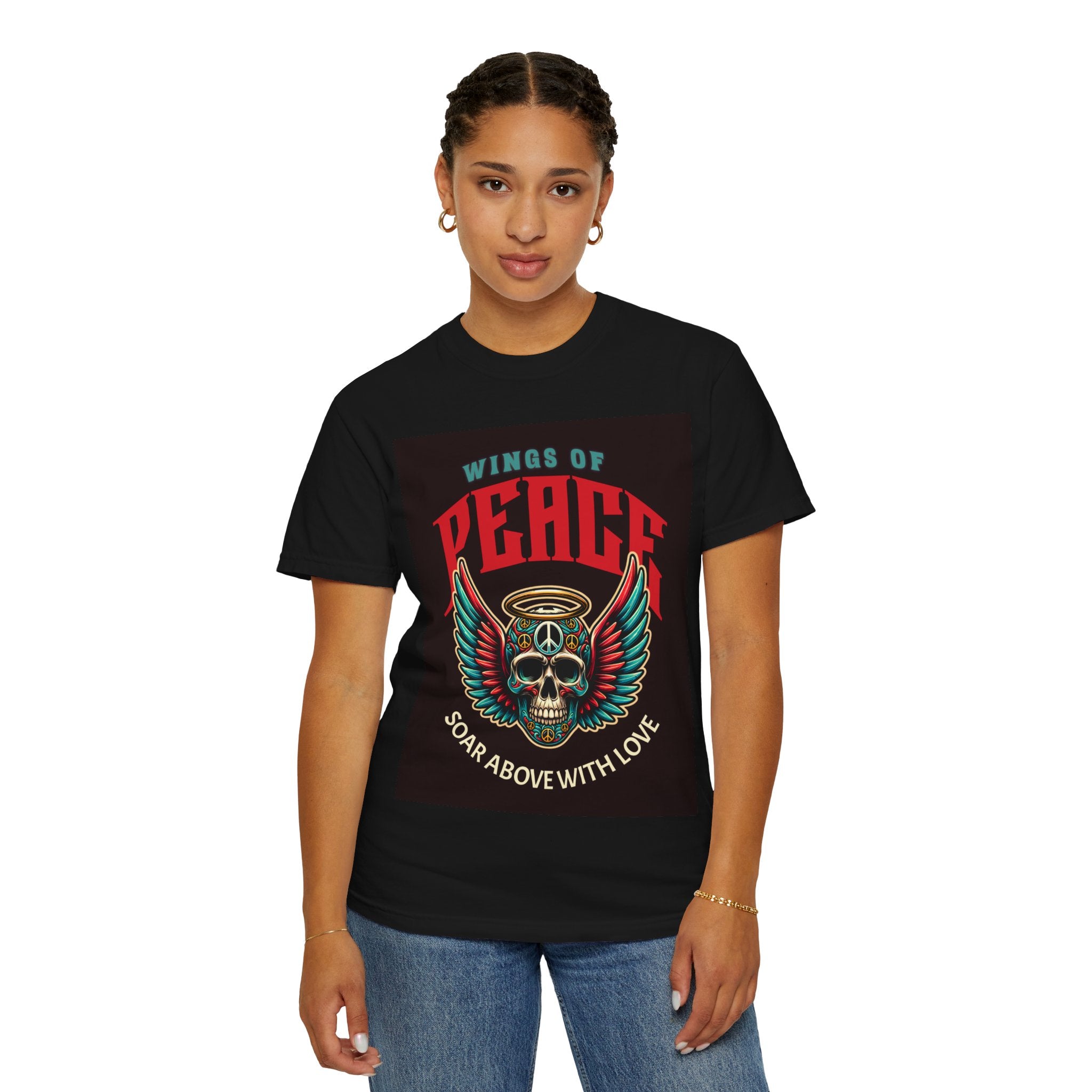 Wings of Peace Skull T-Shirt — "Soar Above With Love" Vintage Graphic Tee