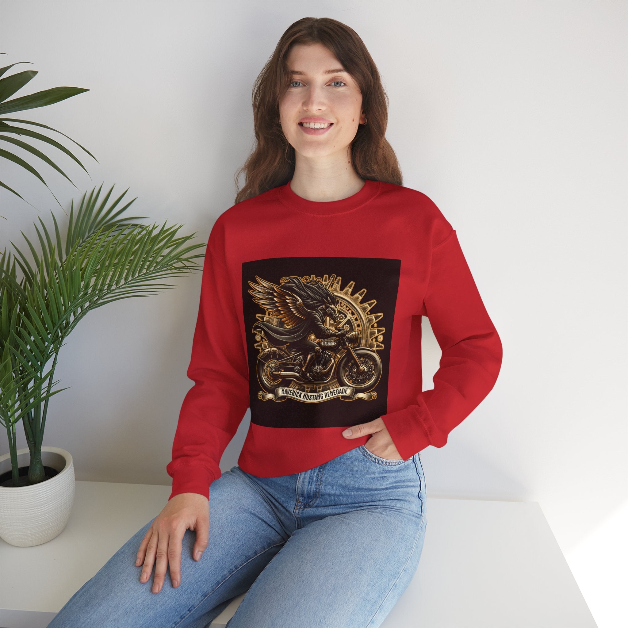 Motorcycle Eagle Crewneck Sweatshirt – "Liberty Rider" Vintage Biker Graphic