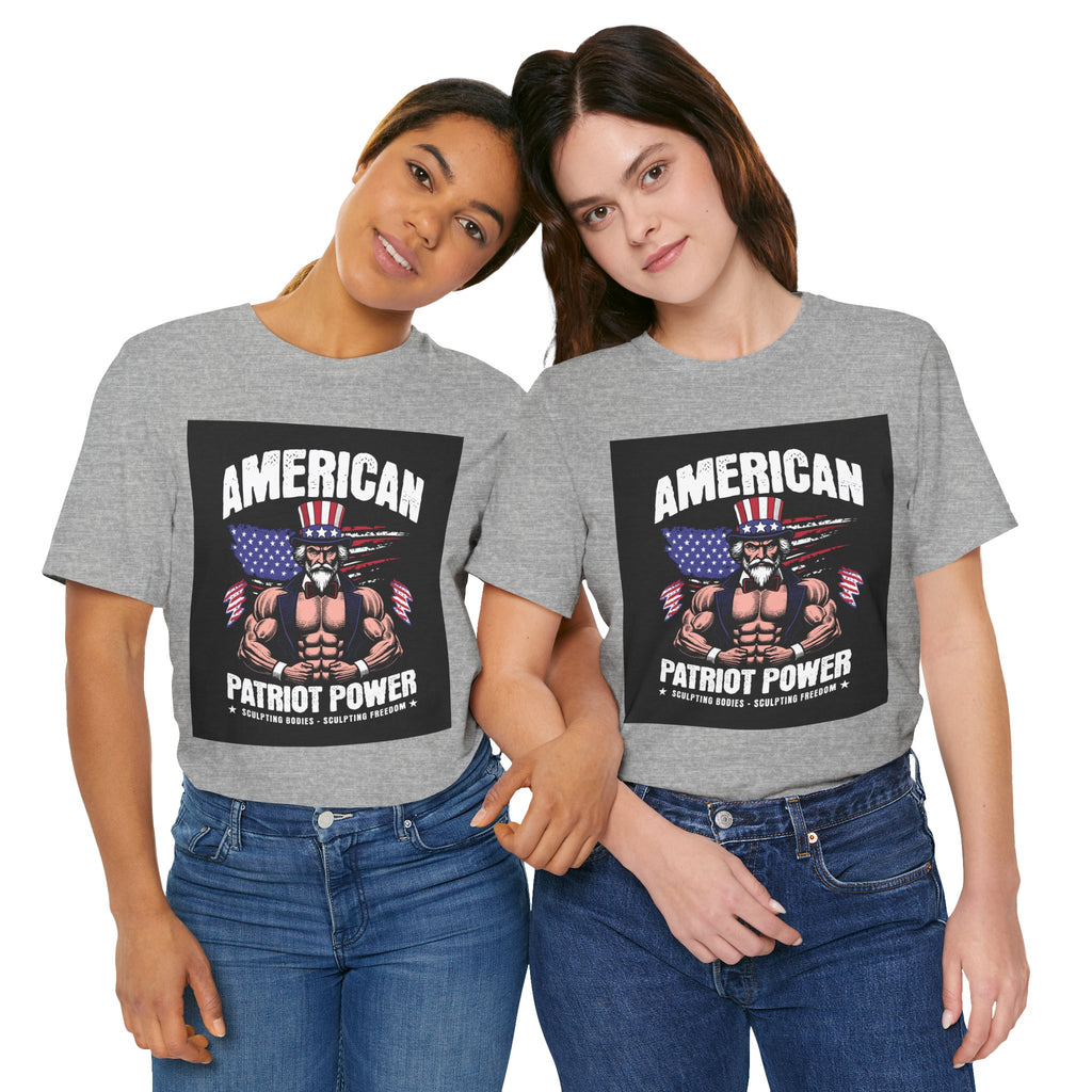 Patriot Power T-Shirt — American Flag Uncle Sam Muscle Graphic Tee