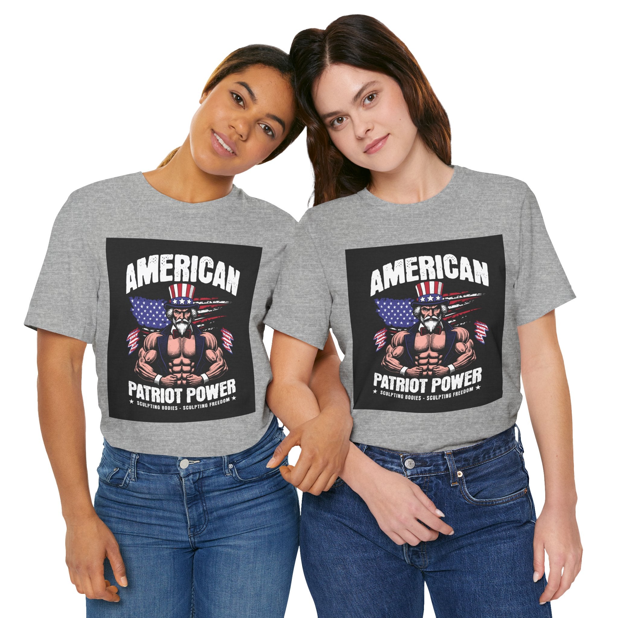 Patriot Power T-Shirt — American Flag Uncle Sam Muscle Graphic Tee